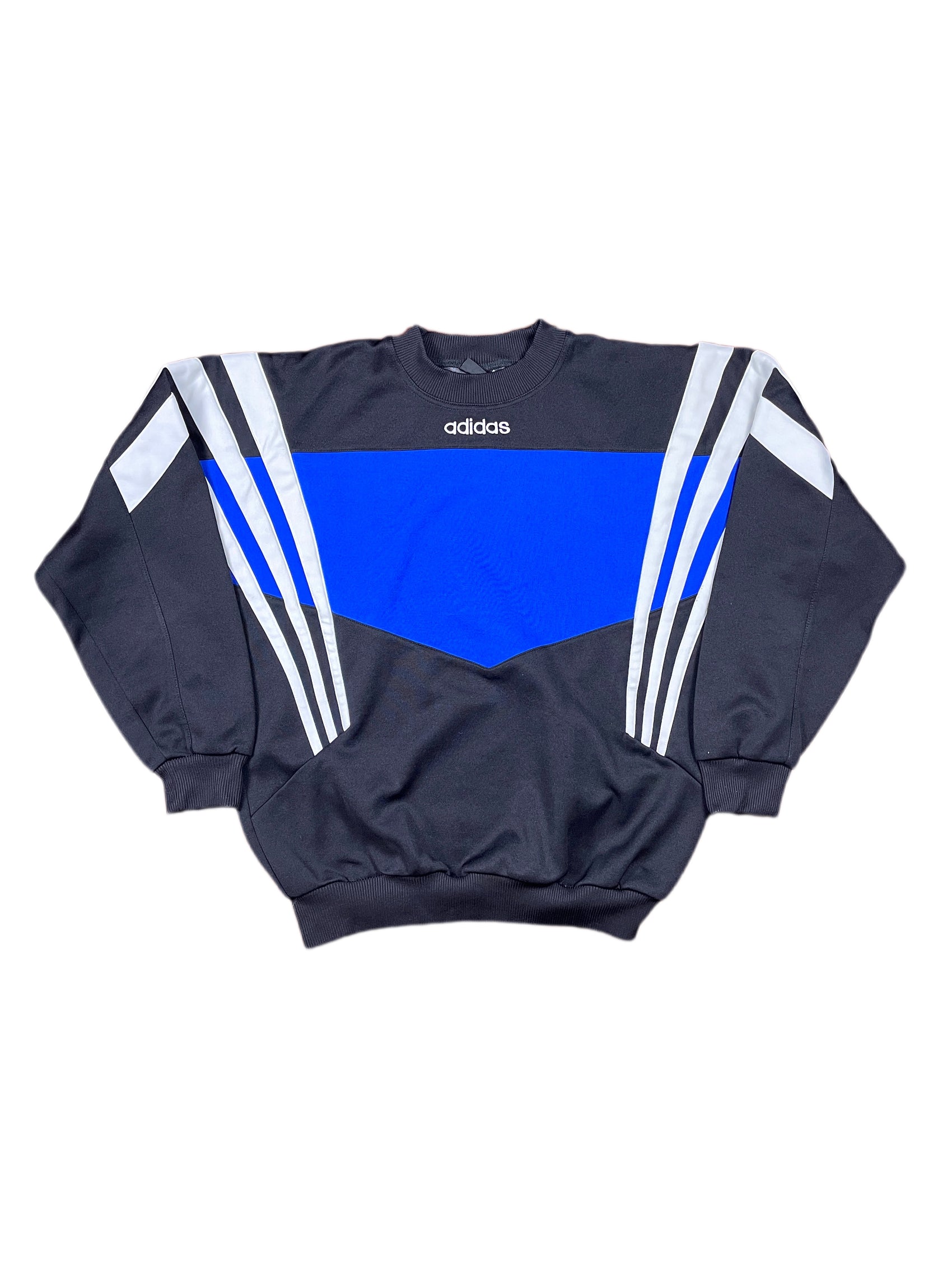 Vintage Adidas 1990s Sport Sweatshirt Blue Black - L/XL