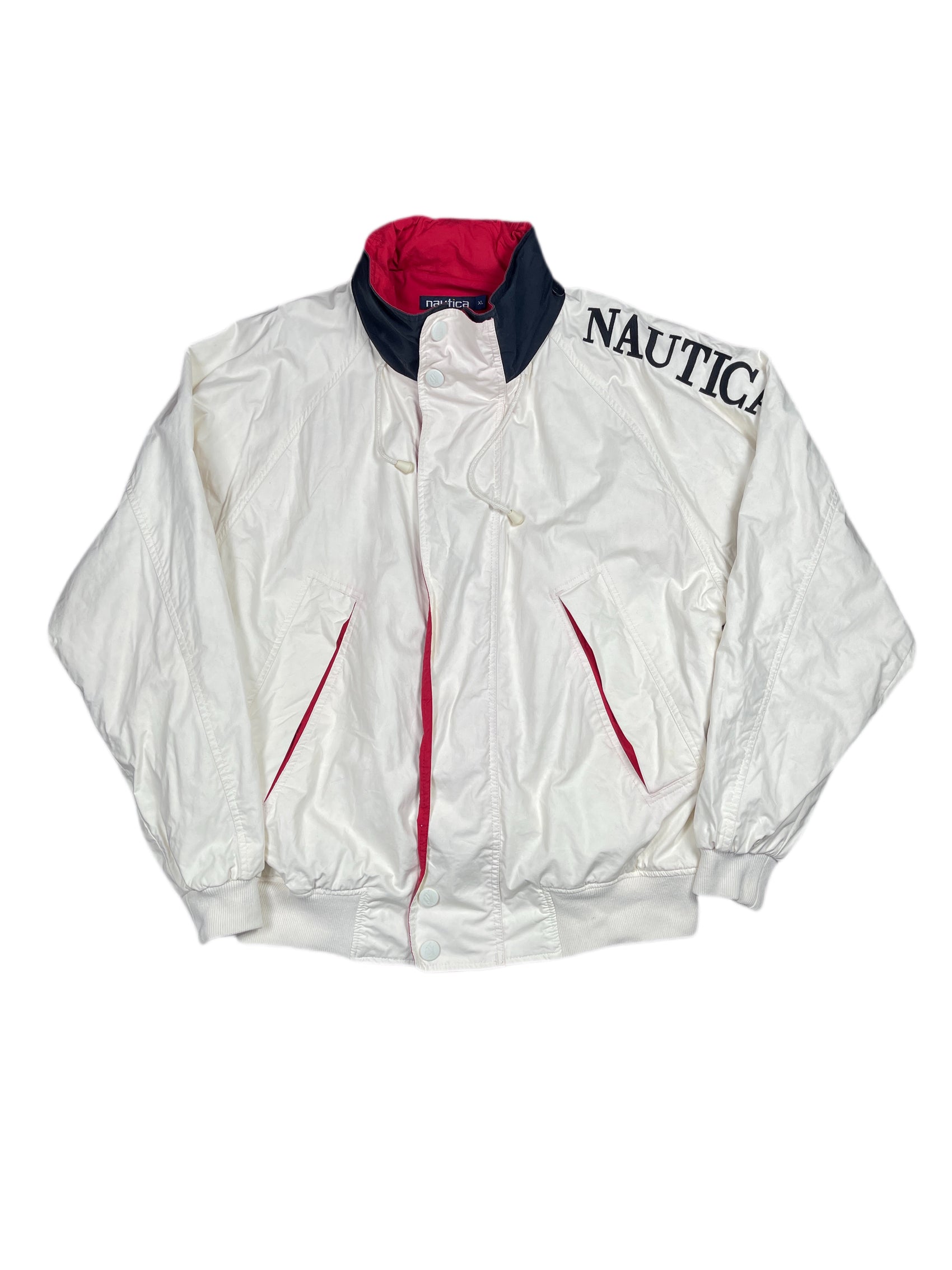 Vintage Nautica Sailing Jacket White Red XL
