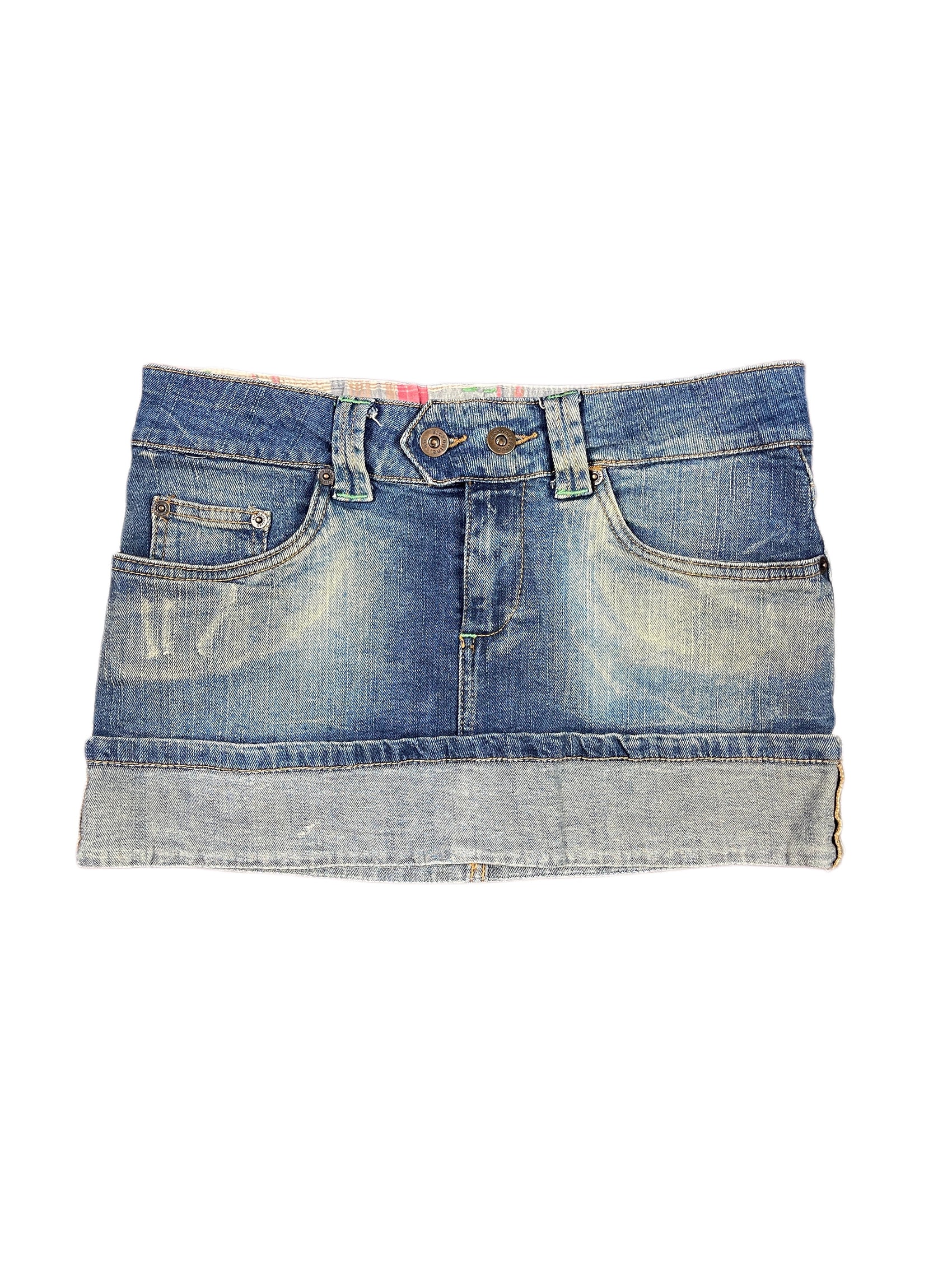 Y2k Sicko nineteen Low Waist Mini Denim Skirt Blue - M