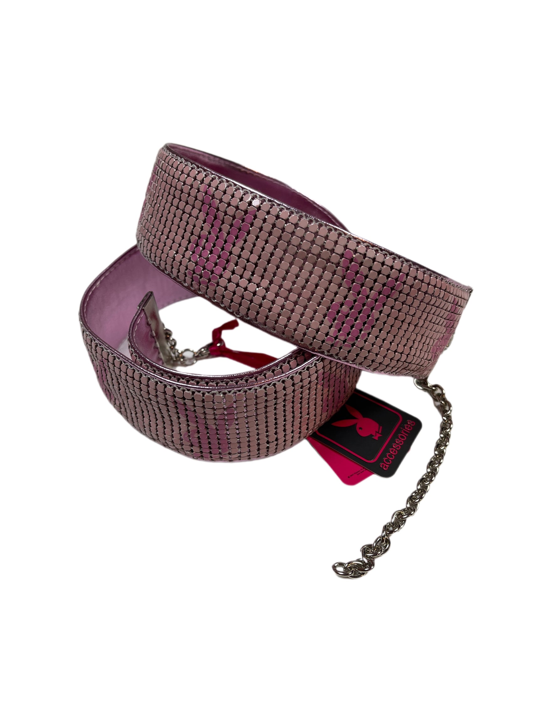 Y2k Playboy Metal Mesh Belt Pink 2004
