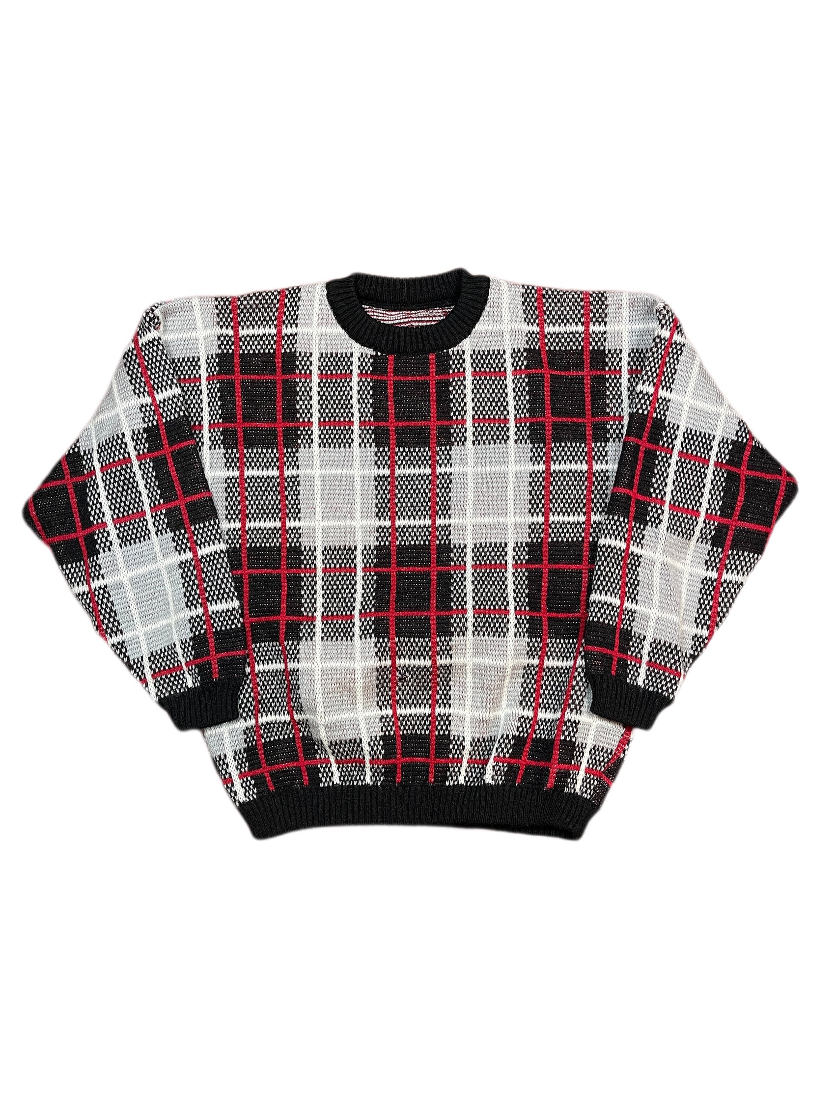 Vintage Knitted Sweatshirt Checkered Multicolor - S