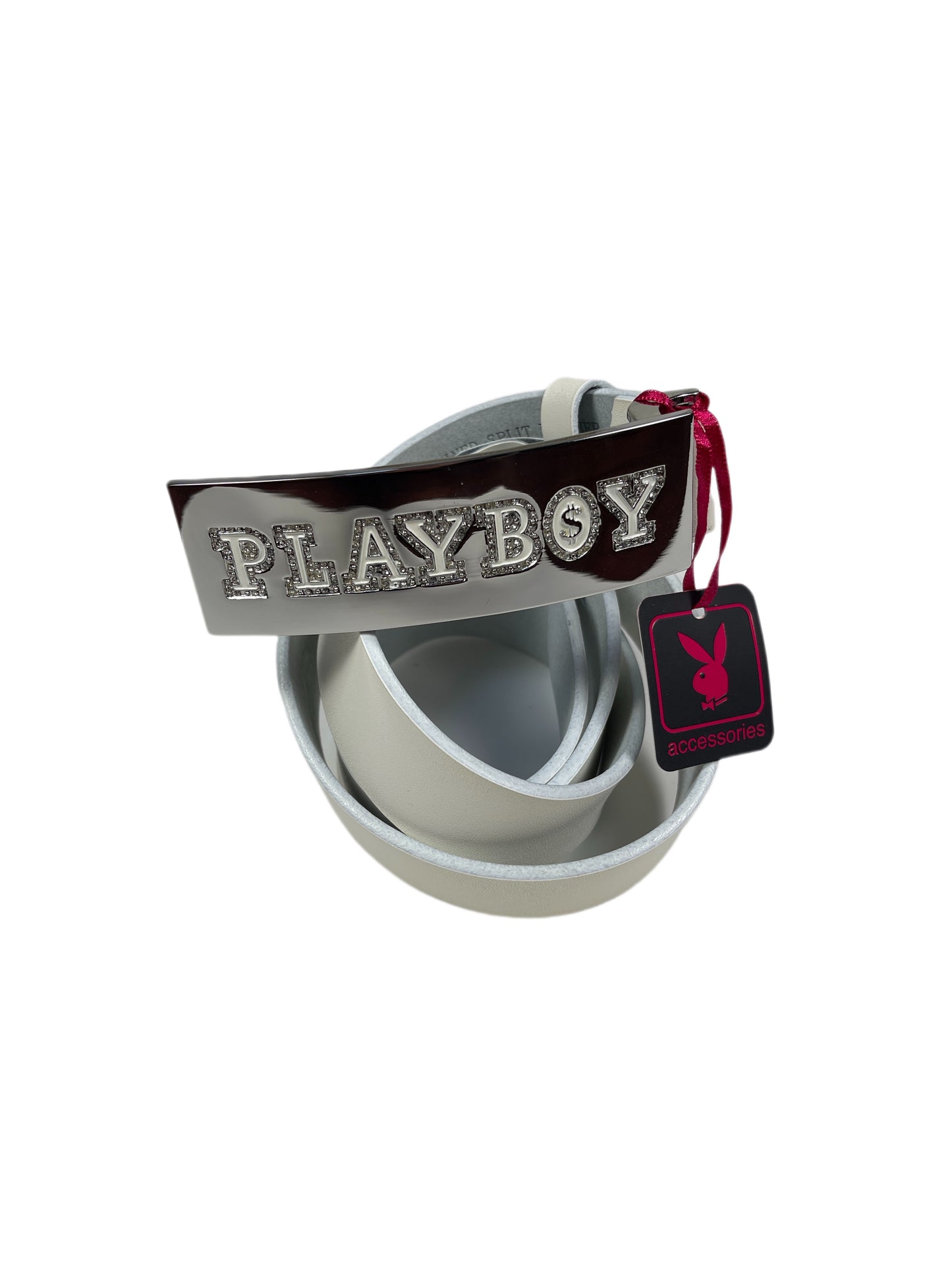 Y2k Playboy Leather Plug In Belt White 2004