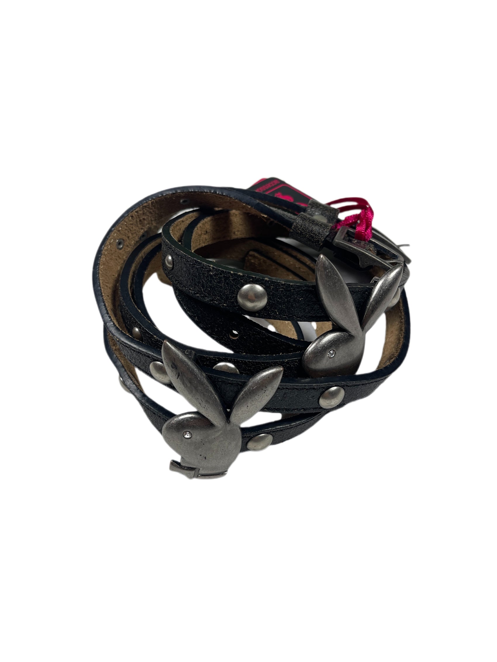 Y2k Playboy Leather Plug Belt Black