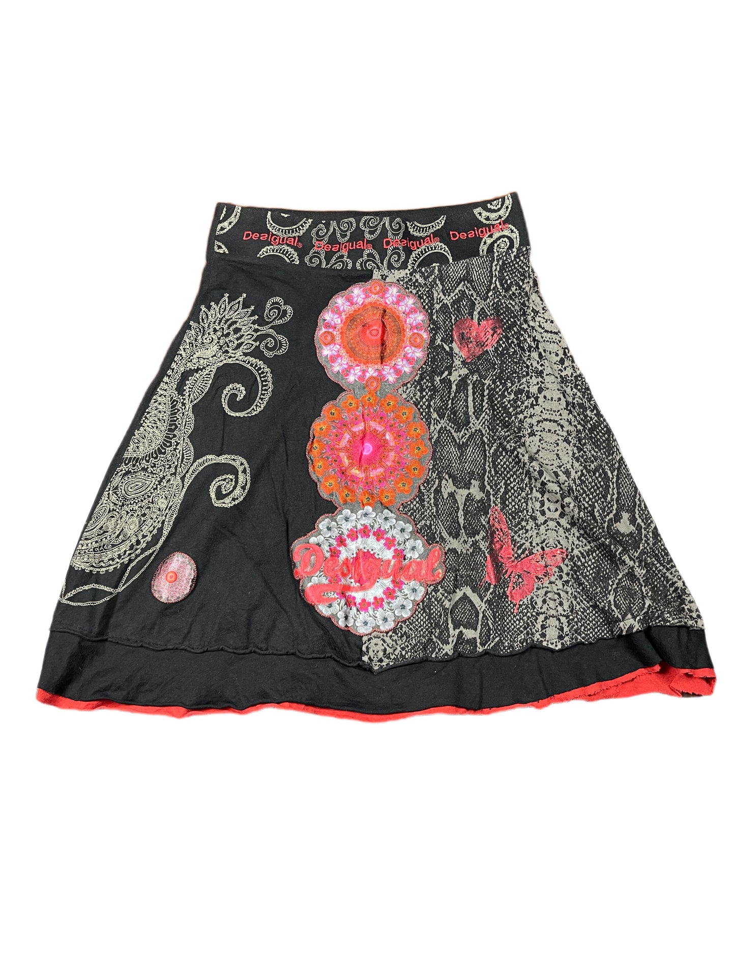 Y2k Desigual Cloth Skirt Black Multicolor M