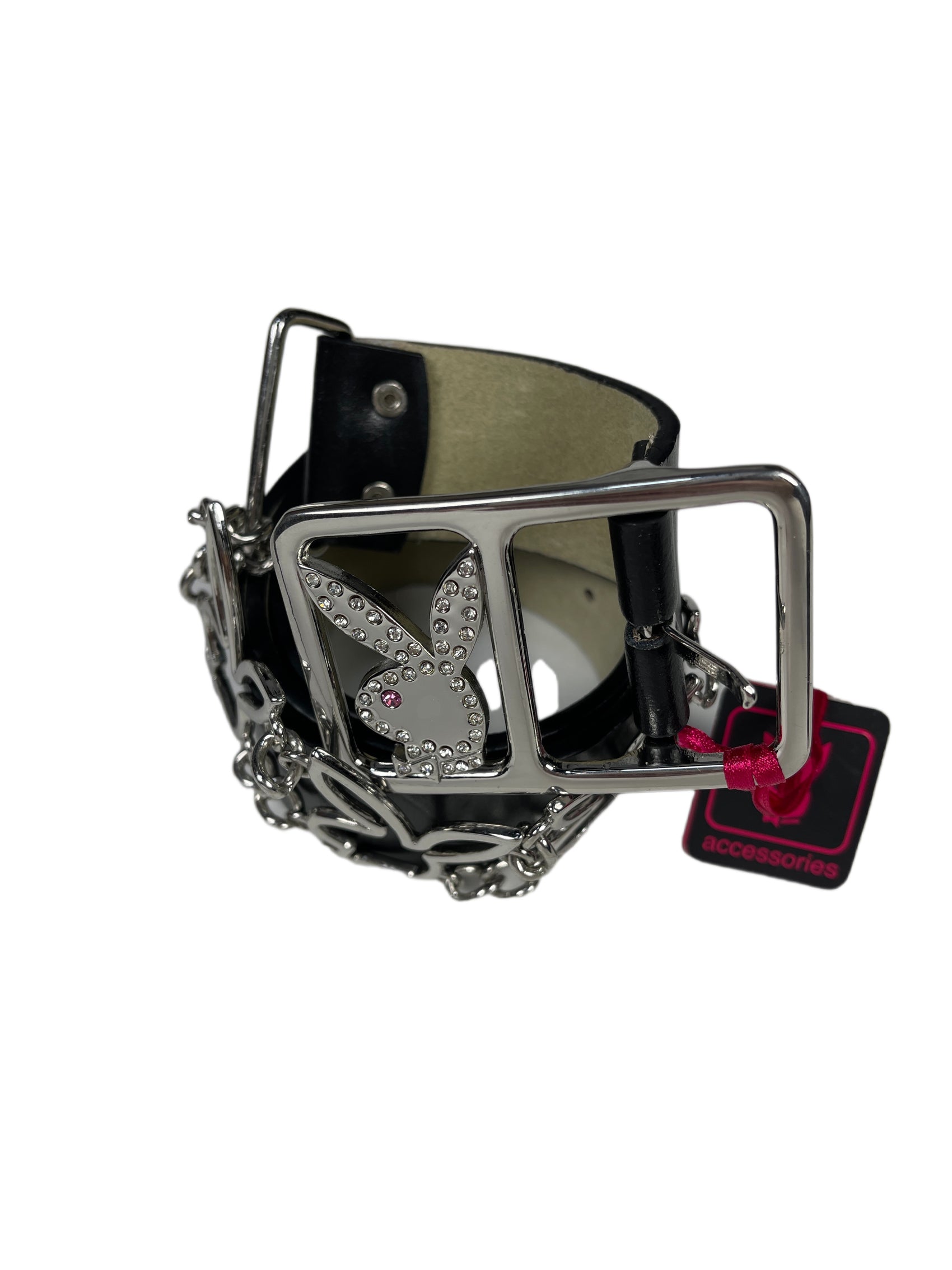 Y2k Playboy Leather Plug Belt Black 2004