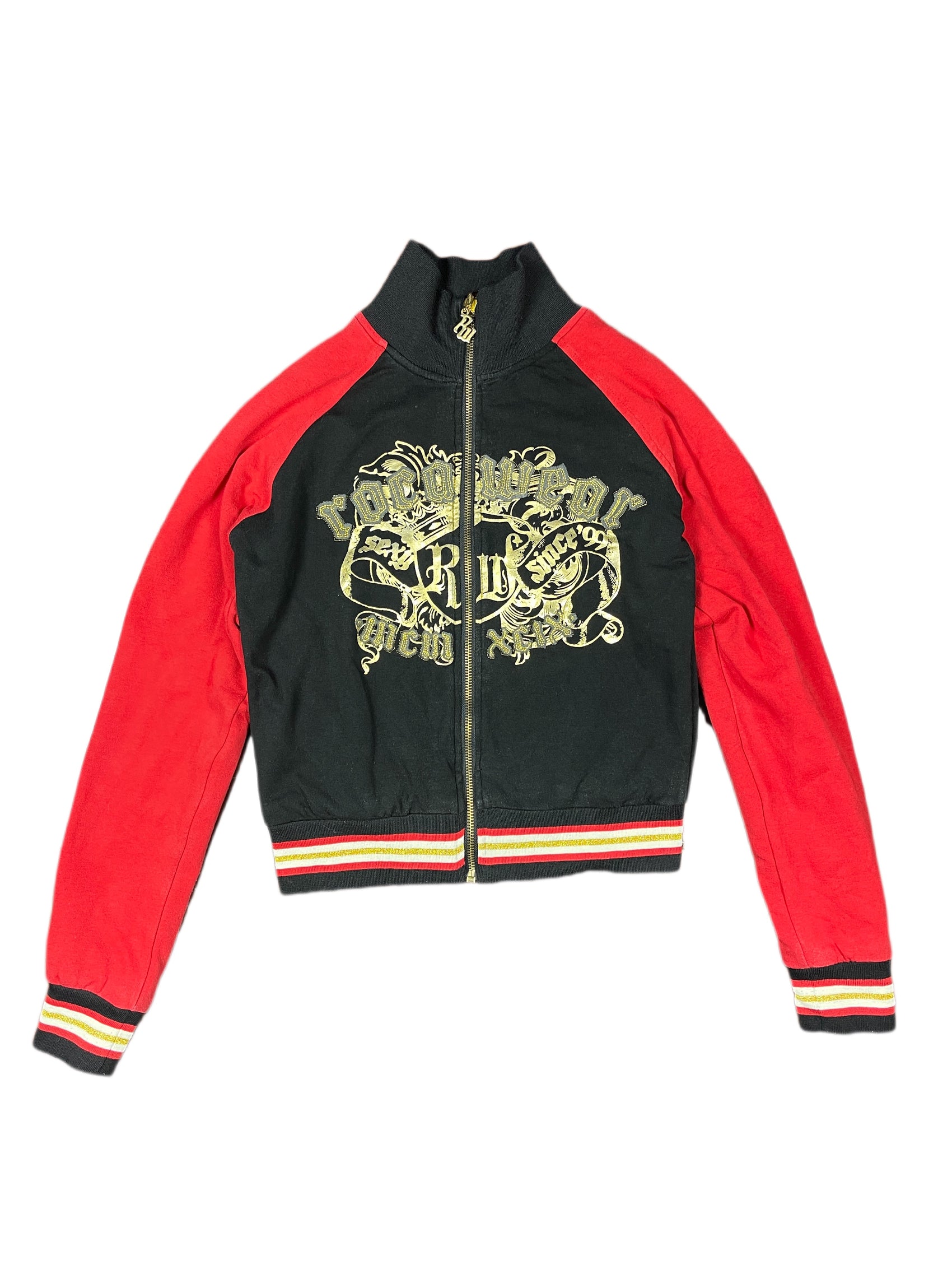 Y2k Rocawear Boxy Zipper Sweatshirt Black Red - M