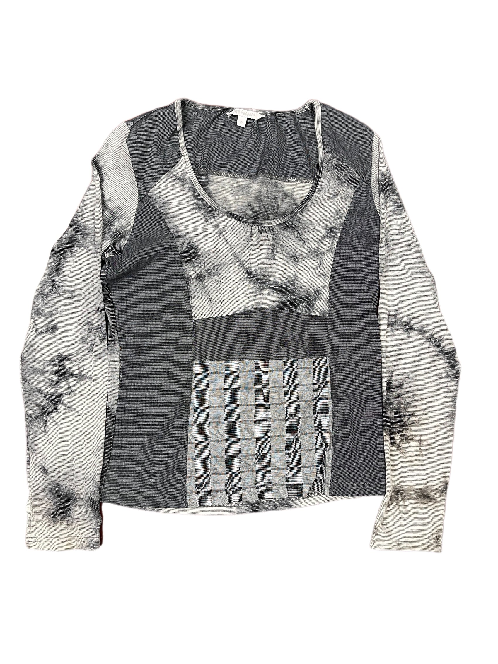 Y2k Salt and Pepper Long Sleeve Top Gray - L
