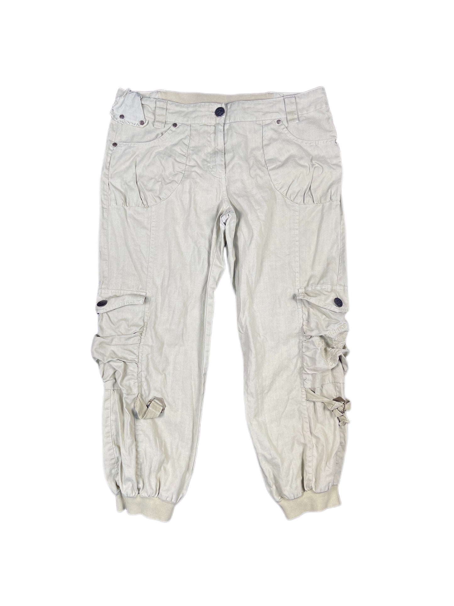 Y2k Desigual Ethnic Roots Low Waist Capri Pants Beige - L