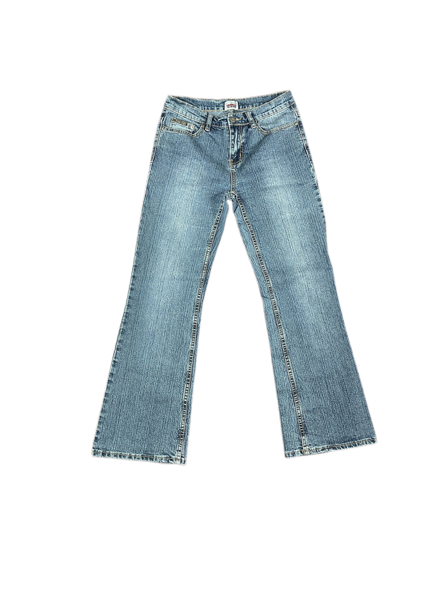 Y2k Colours of the World Denim Flared Jeans Pants Blue - S