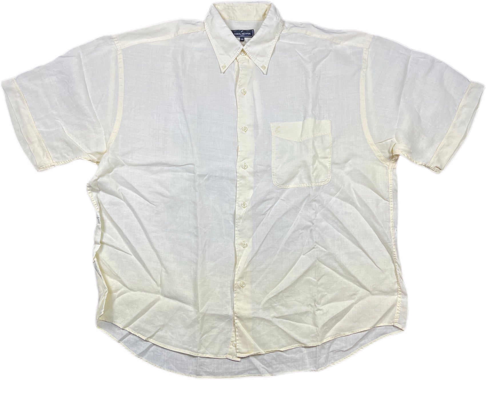 Vintage Daniel Hechter Shortsleeve Shirt Yellow Linen XXL