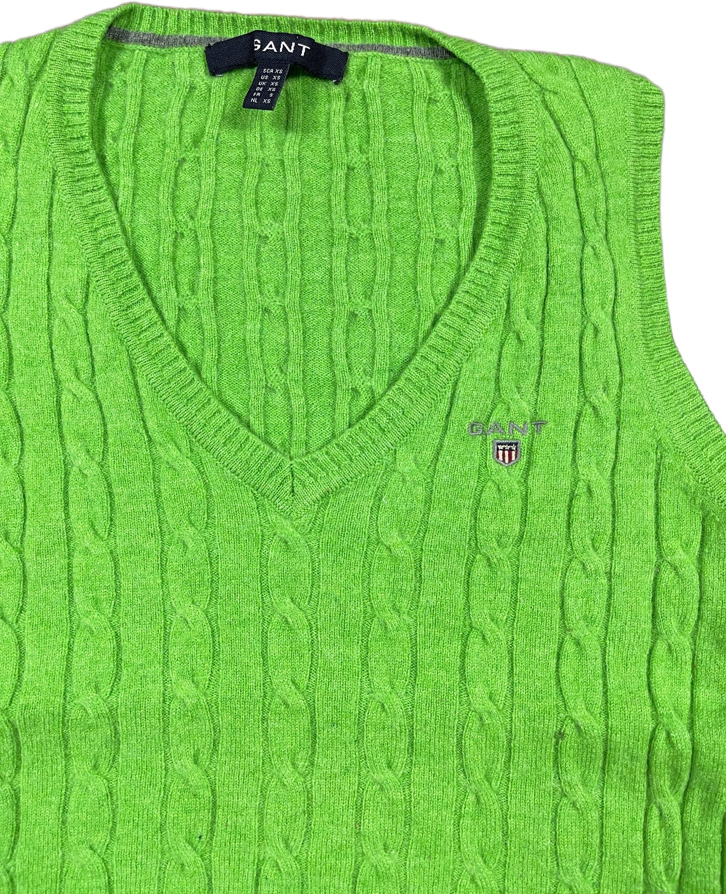 Gant Sweater Vest Green Lamb Wool XS