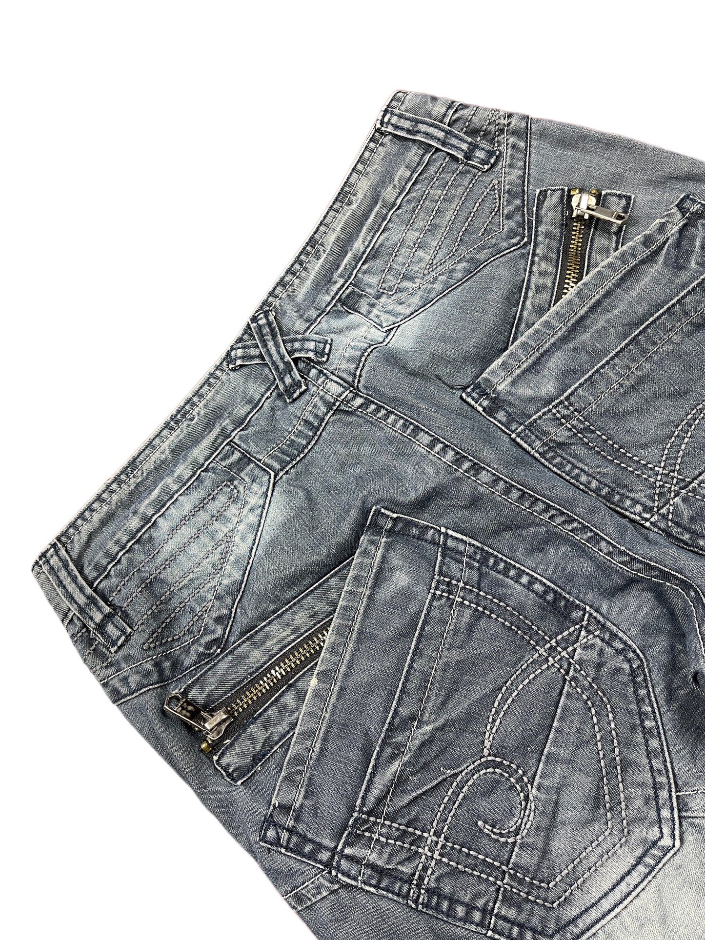 Y2k GX3 Denim Bootcut Pants Blue - L