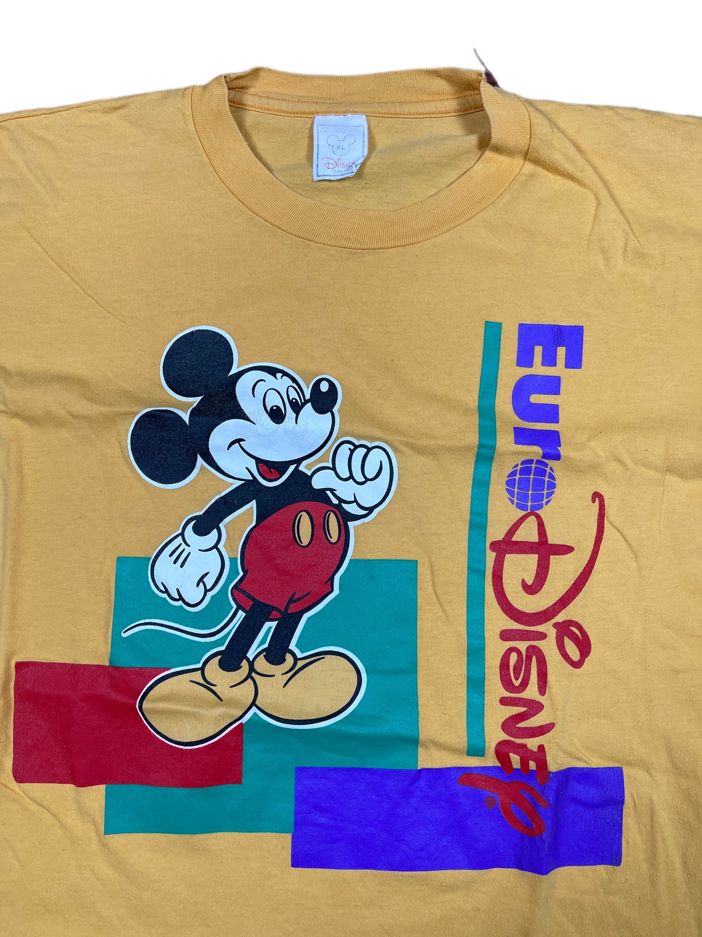 Vintage Euro Disney Mickey Mouse 1990s T-Shirt Yellow - XL