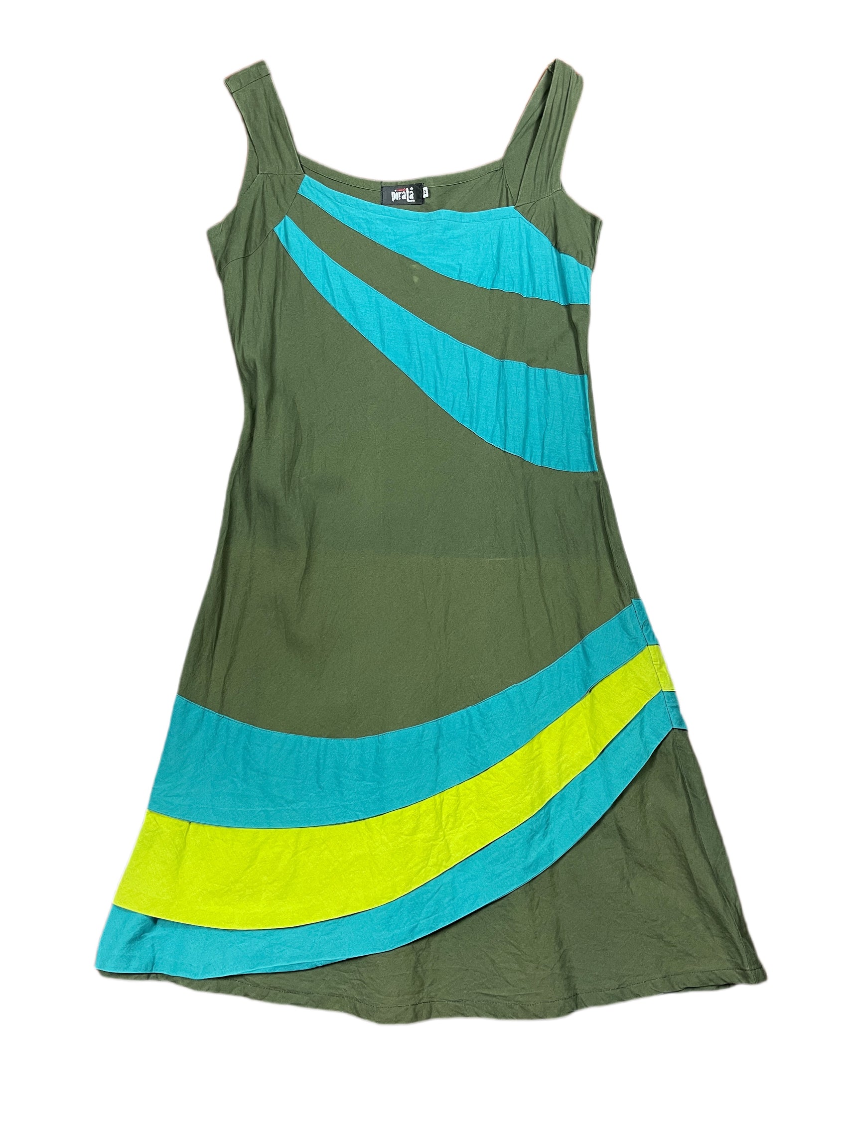 Y2k Pirata Sleeveless Dress Khaki Blue - M