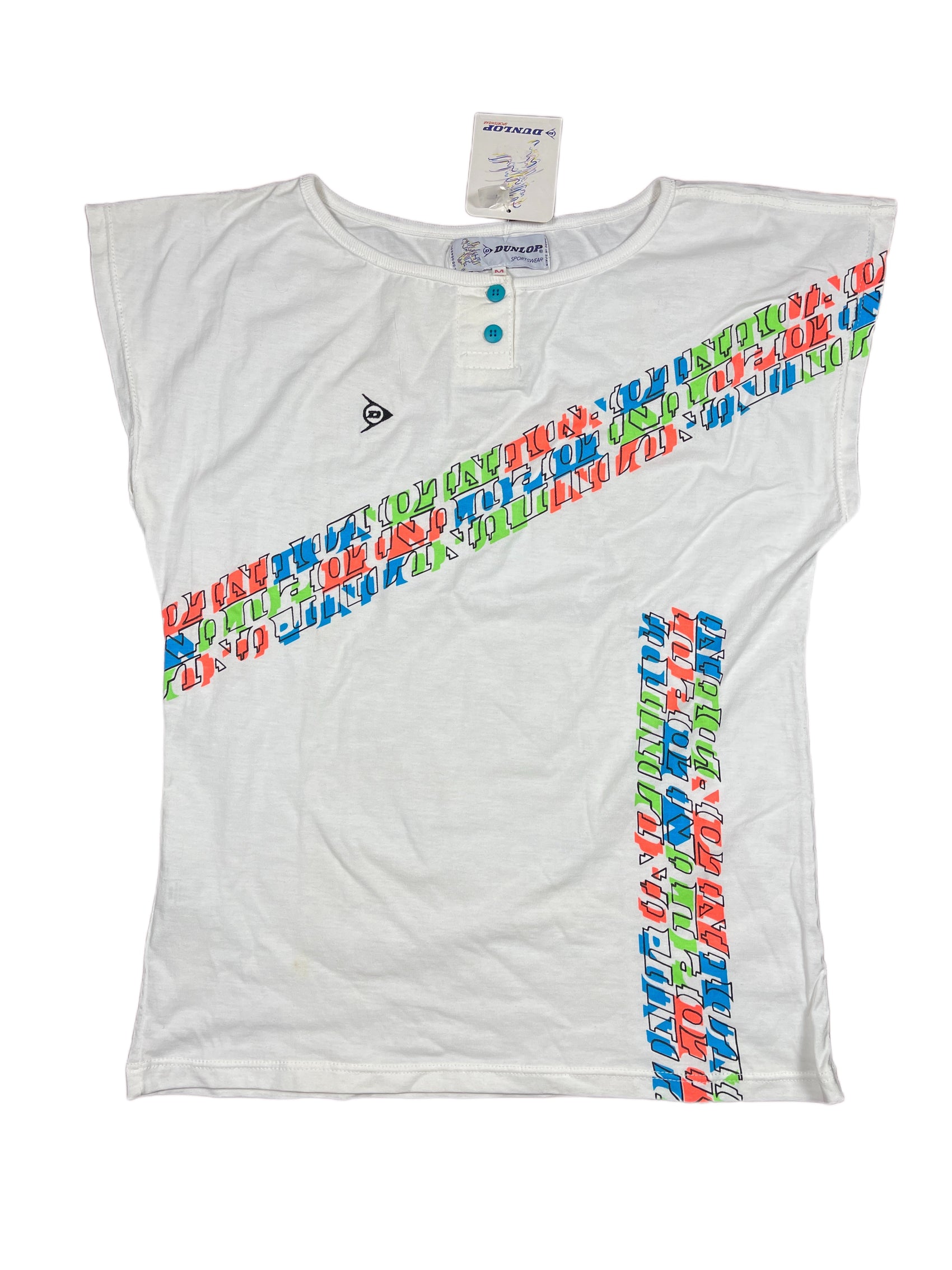Vintage Dunlop Sleeveless Top White Multicolor - M
