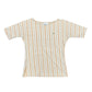 Y2k Lacoste Short Sleeve Top Striped Beige White - M