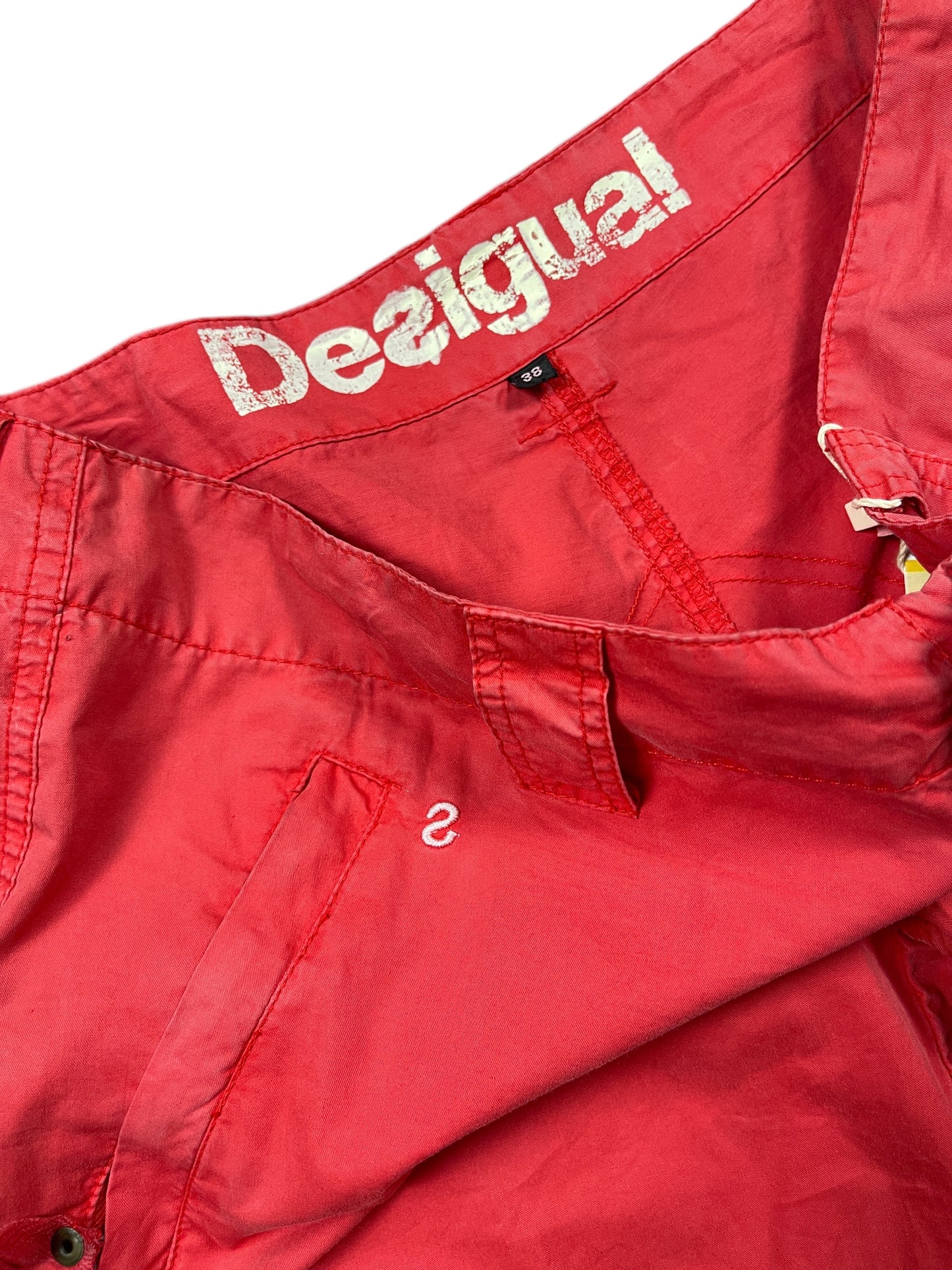 Y2k Desigual Low Waist Cargo Pants Red - M