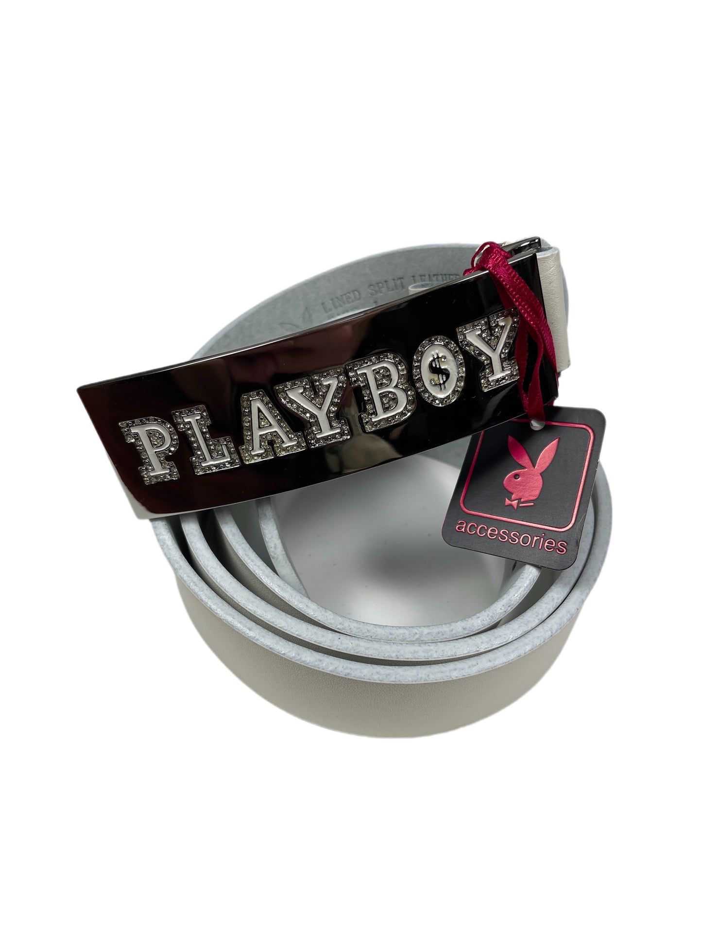 Y2k Playboy Leather Plug In Belt White 2004