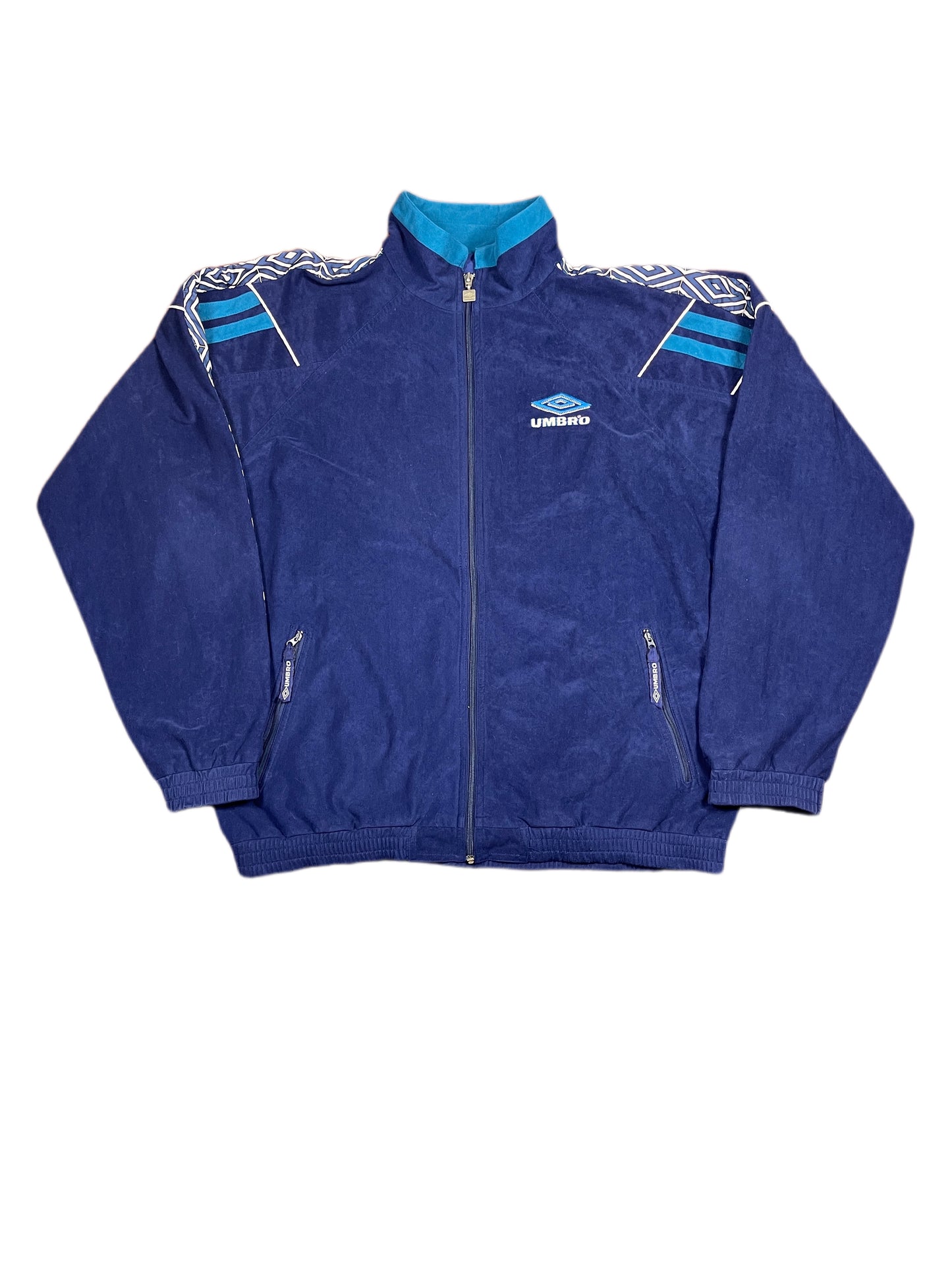 Vintage 1990s Umbro Velur Sport Jacket Blue L