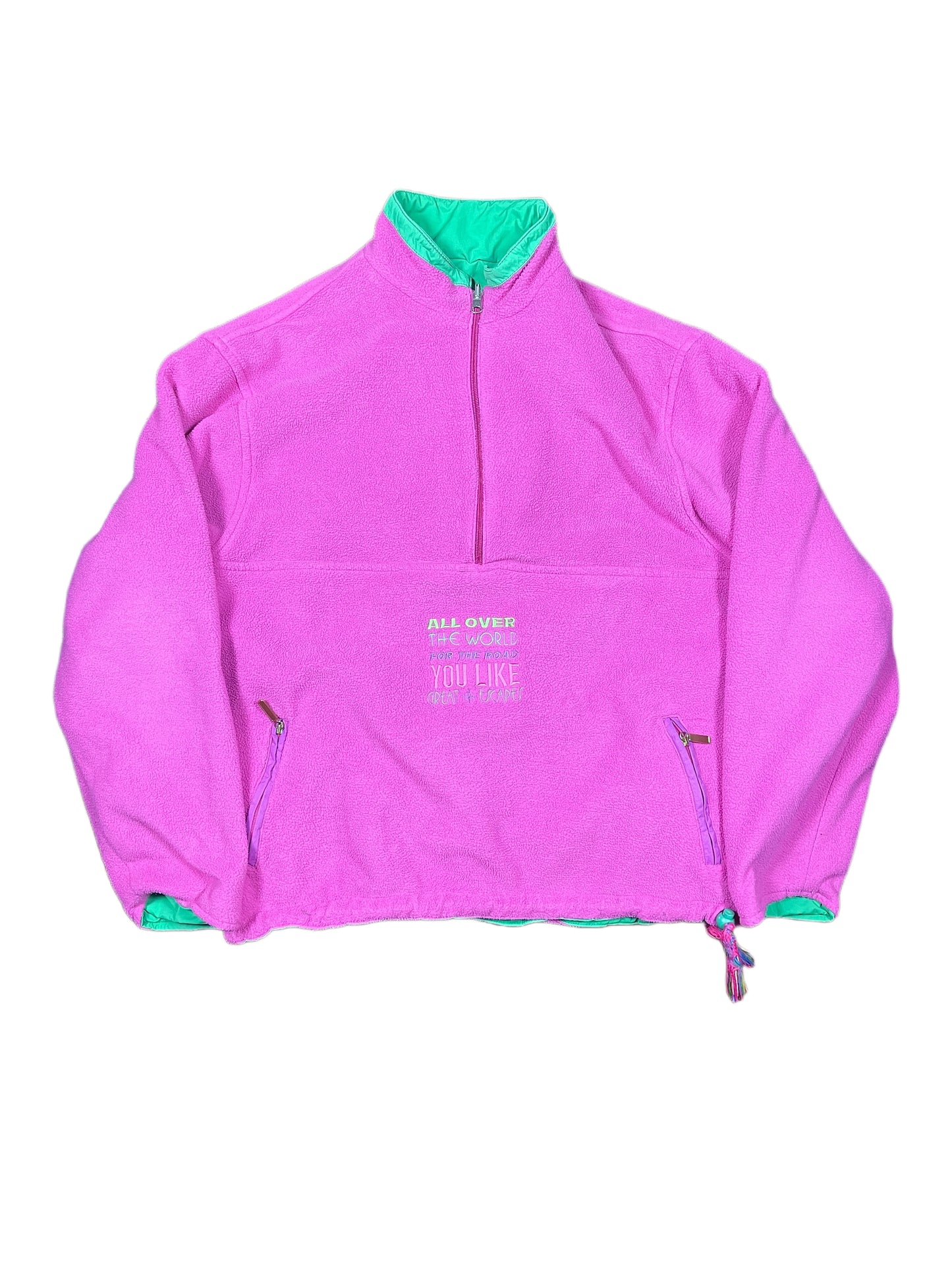 Vintage Reversible Fleece Jacket Pink Green - M