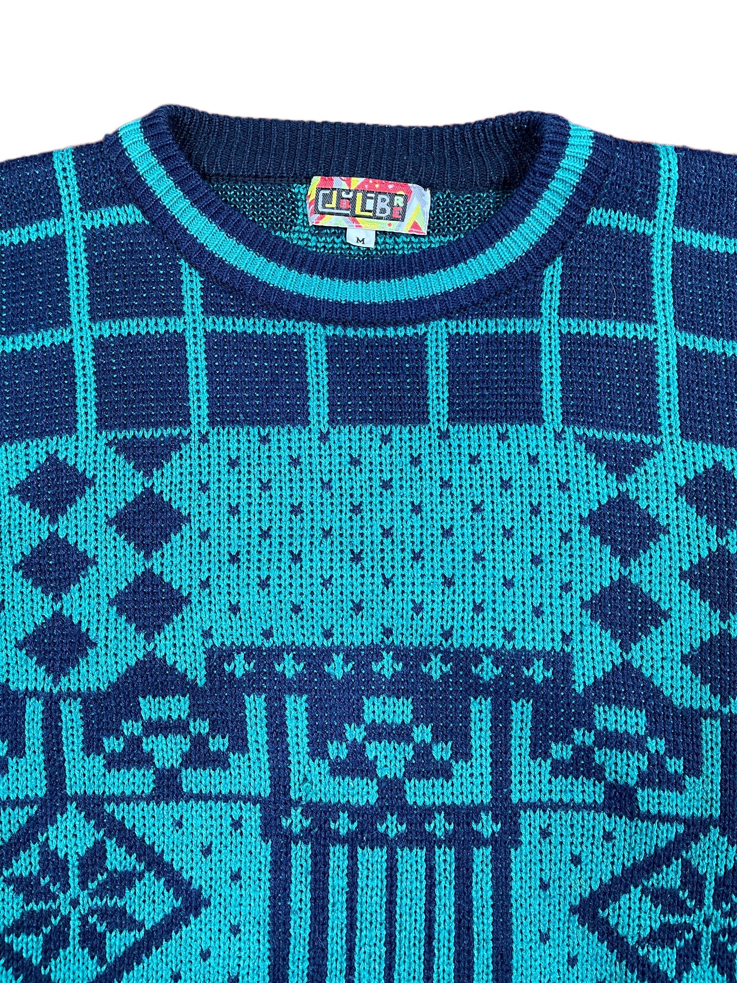 Vintage Club Libre Knitted Sweatshirt Blue Turquoise - M