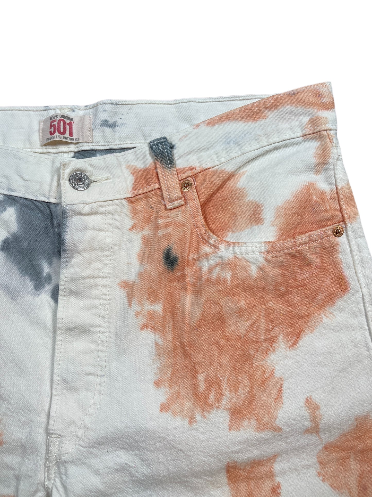 Y2k Levi's 501 UpCycled Denim Pants White Multicolor - XL