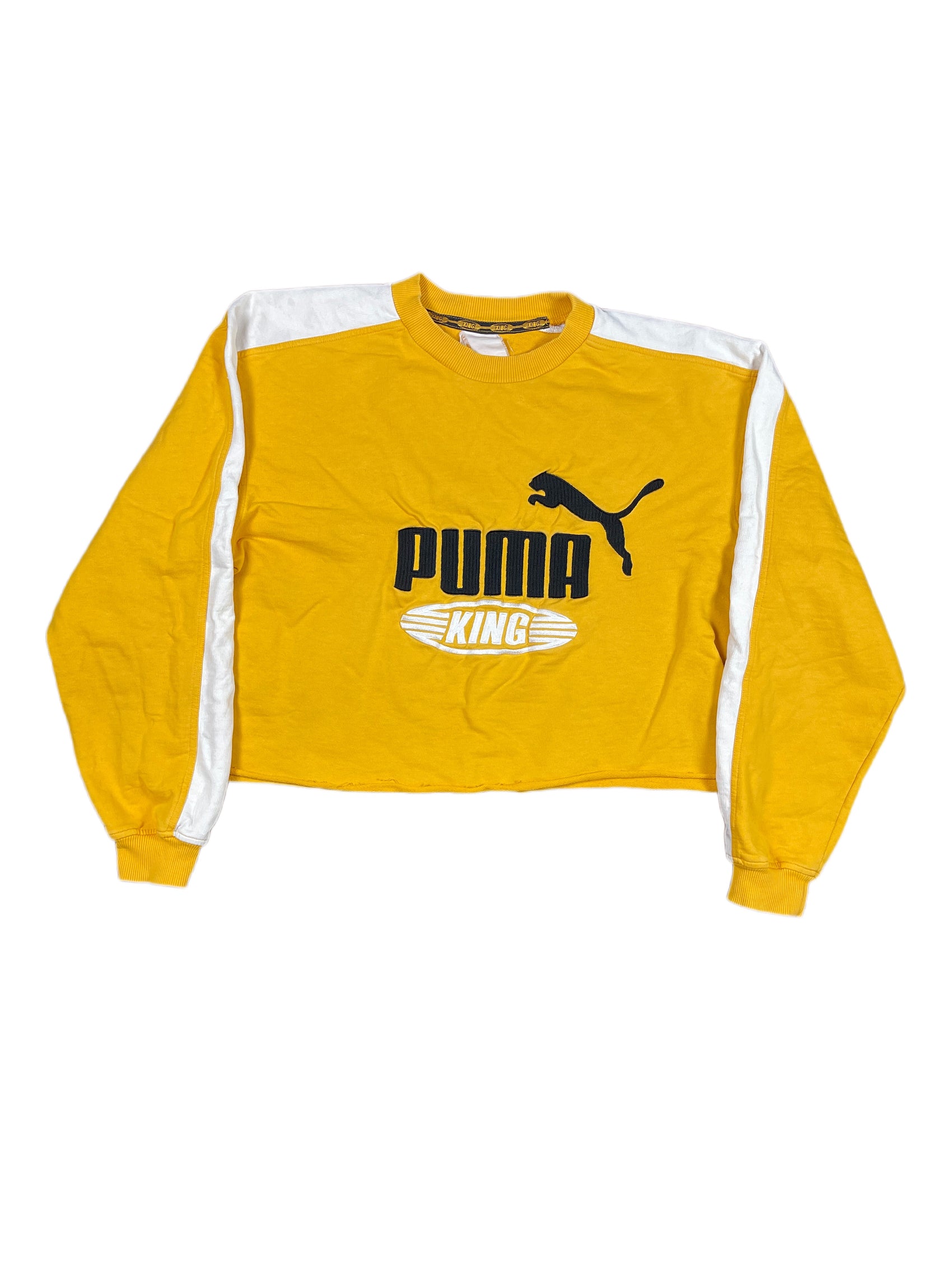Vintage Puma Cropped Sweatshirt Yellow - XL