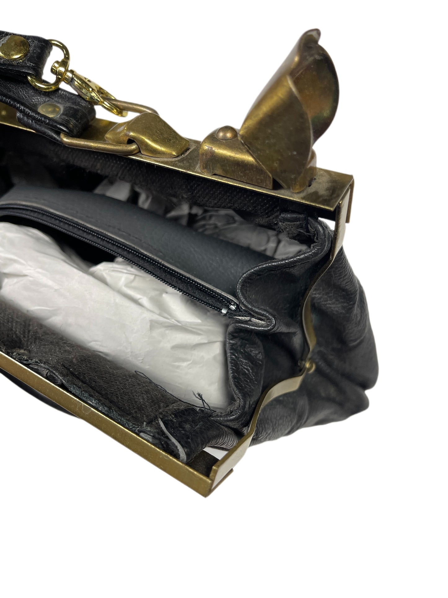 Vintage 70s Leather Shoulder Bag Black