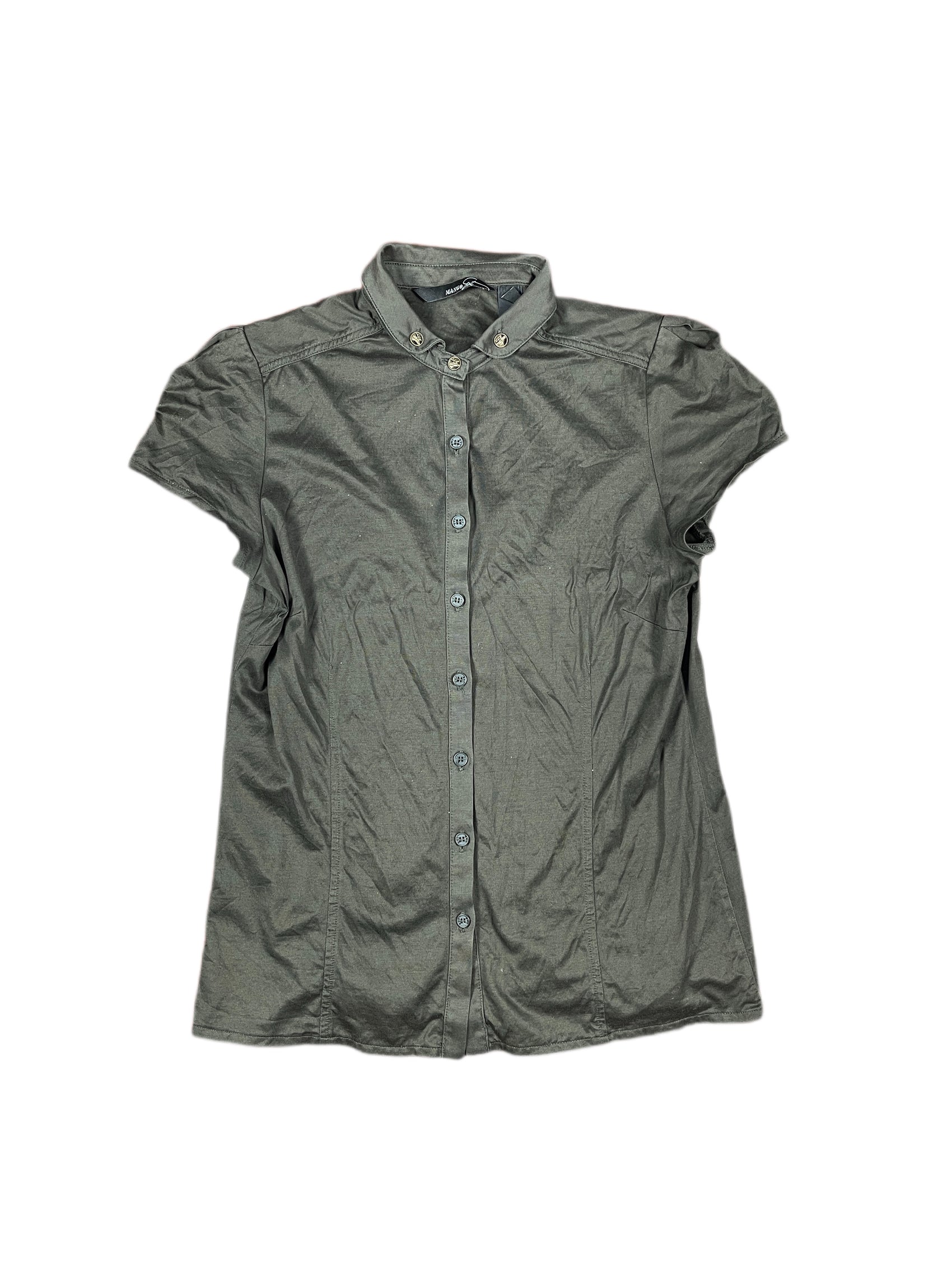 Mango Short Sleeve Top Khaki - M