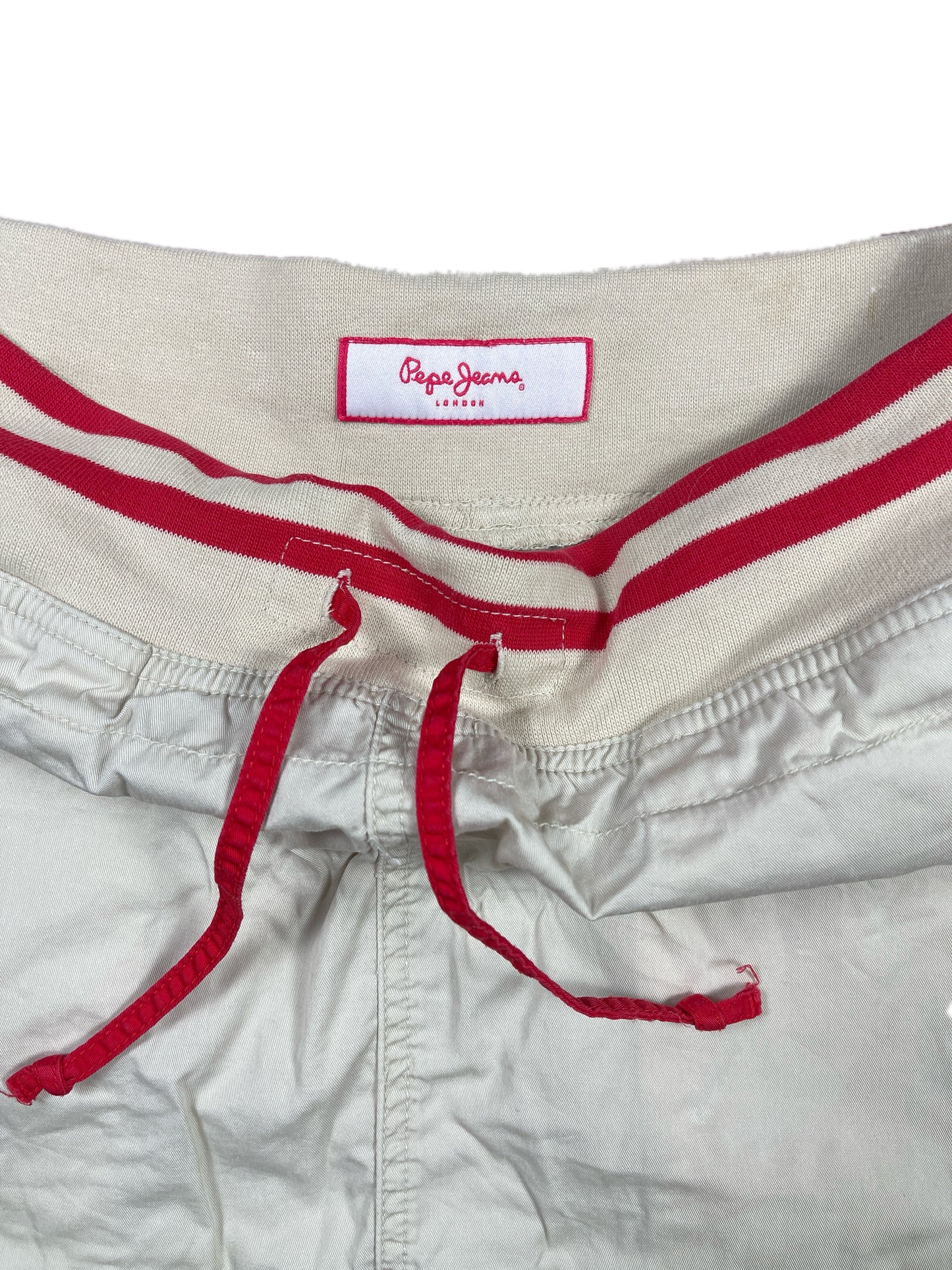 Y2k Pepe Jeans Low Waist Mini Skirt Beige Red - XL