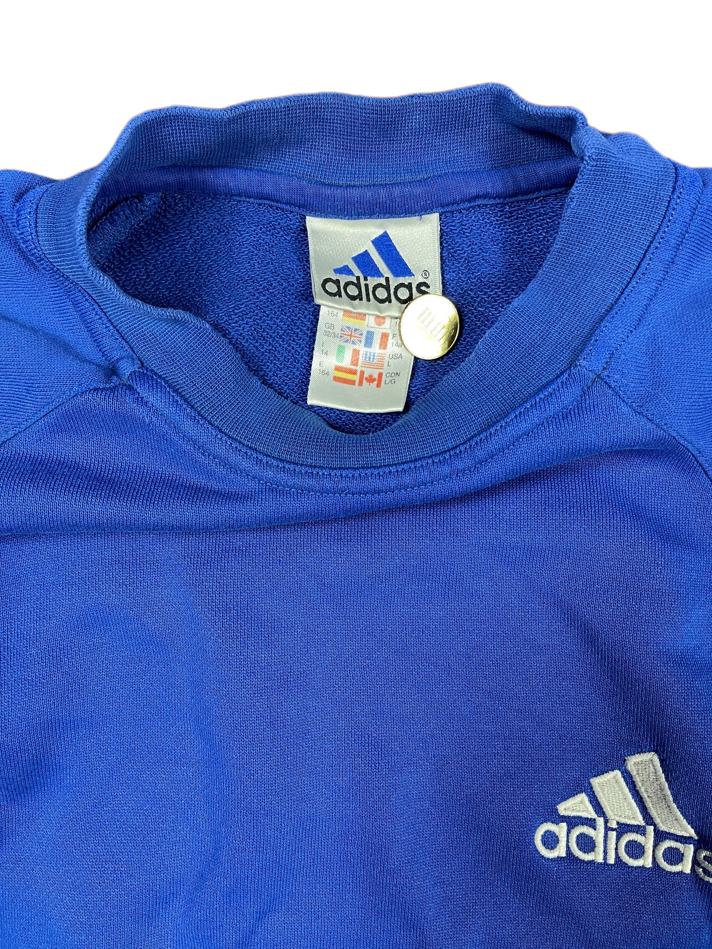 Vintage 1999 Adidas Sweatshirt Blue Black - XS