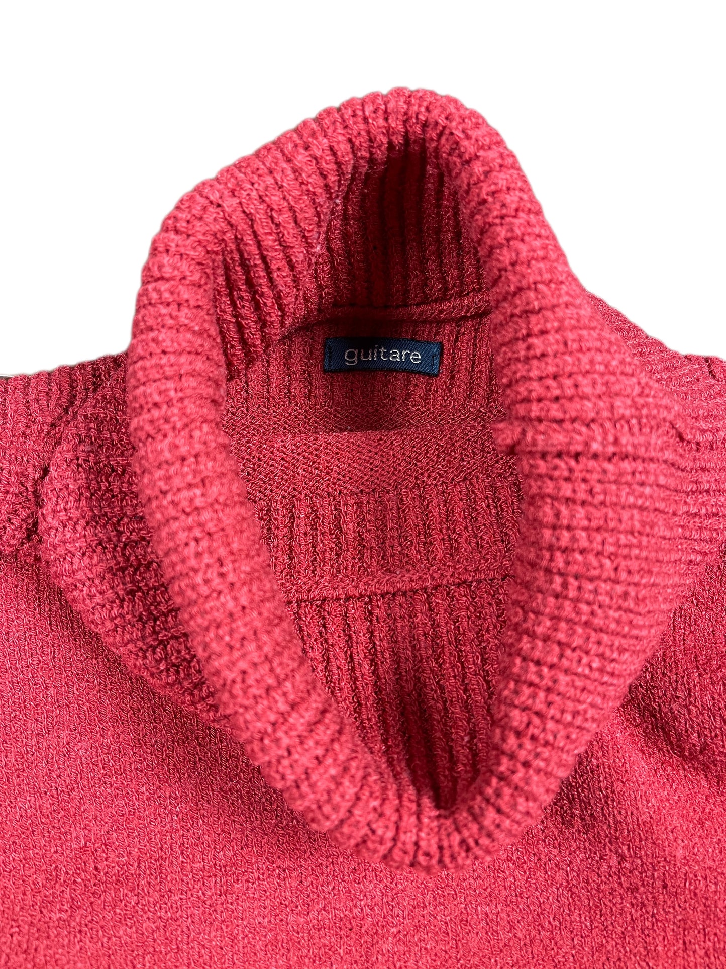 VIntage Guitare Knitted Turtleneck Sweatshirt Red - S/M