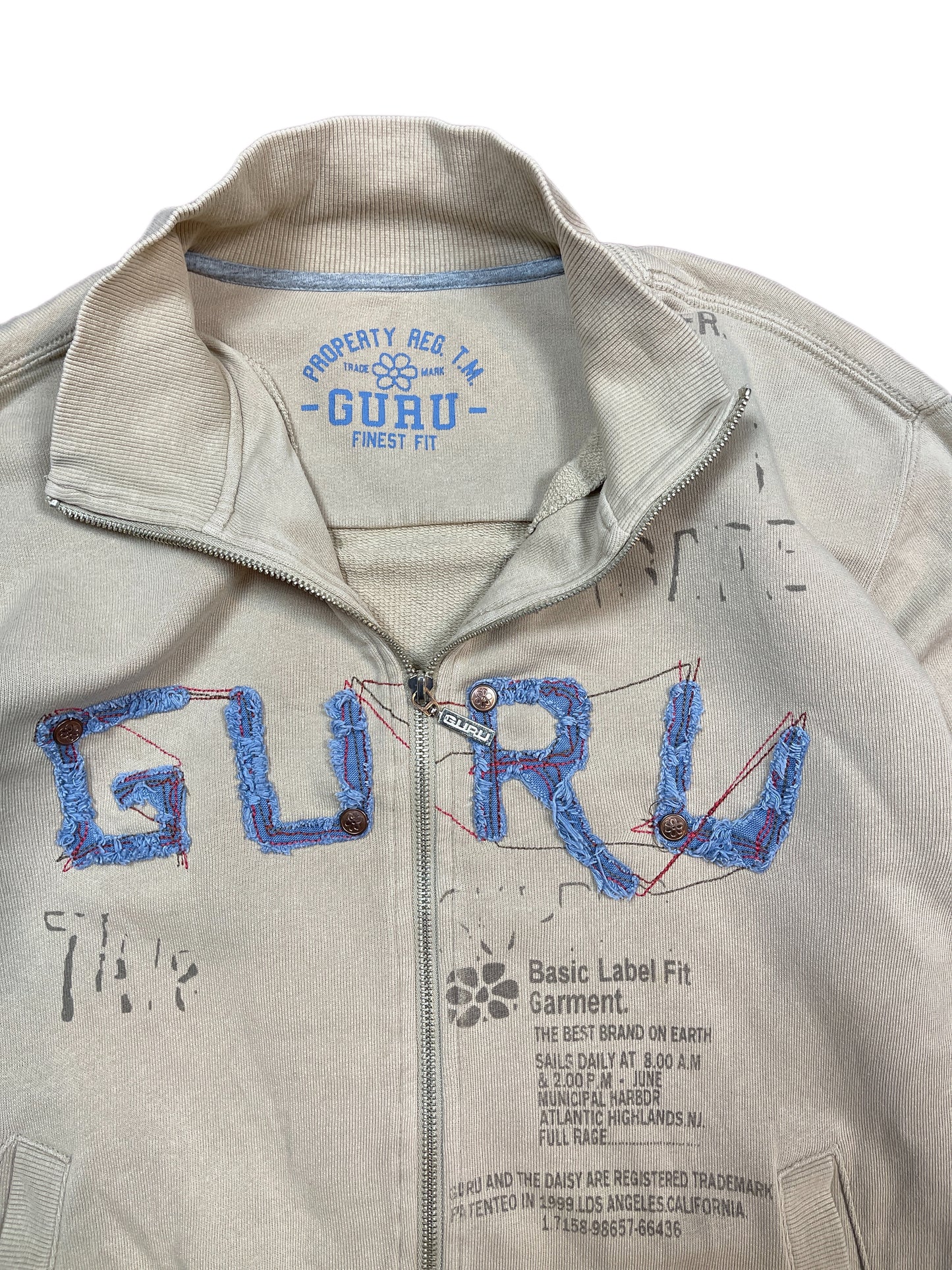 Y2k Guru Zip Sweatshirt Beige - XL