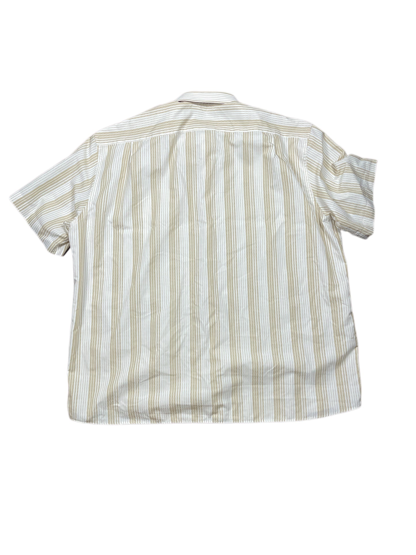 Vintage Febel Short Sleeve Shirt Striped Beige White - XXL