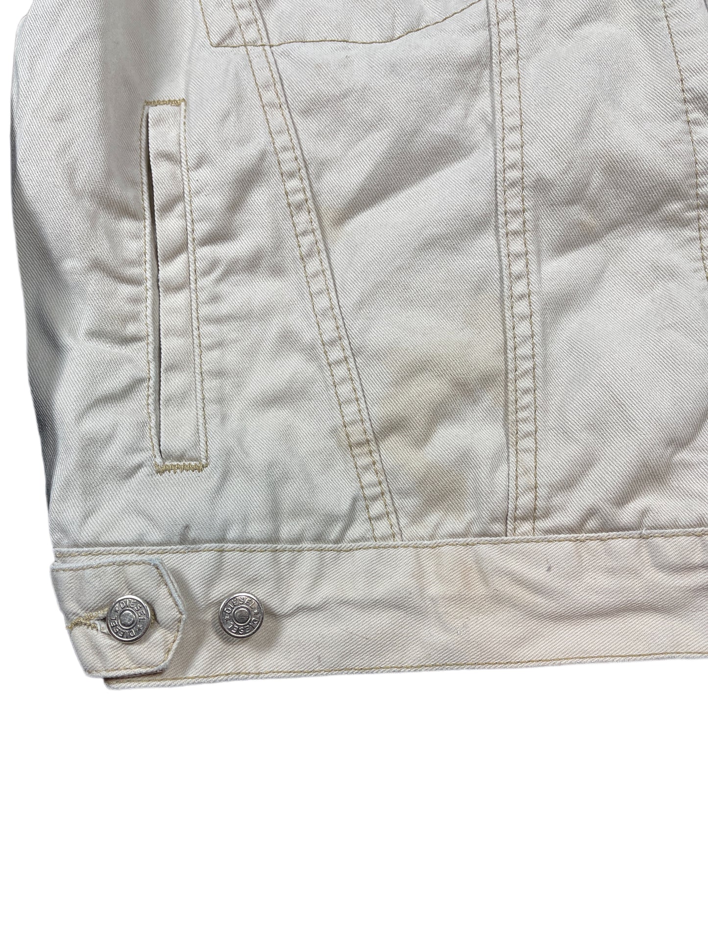 Vintage Diesel 90s Denim Jacket Gray Cream M