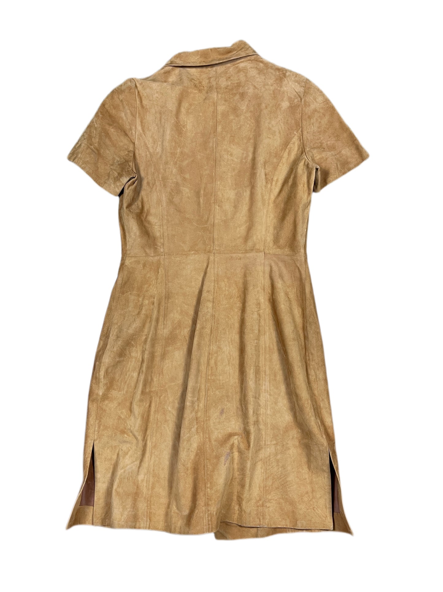 Y2k 2008 Leather Short Sleeve Dress Brown - L