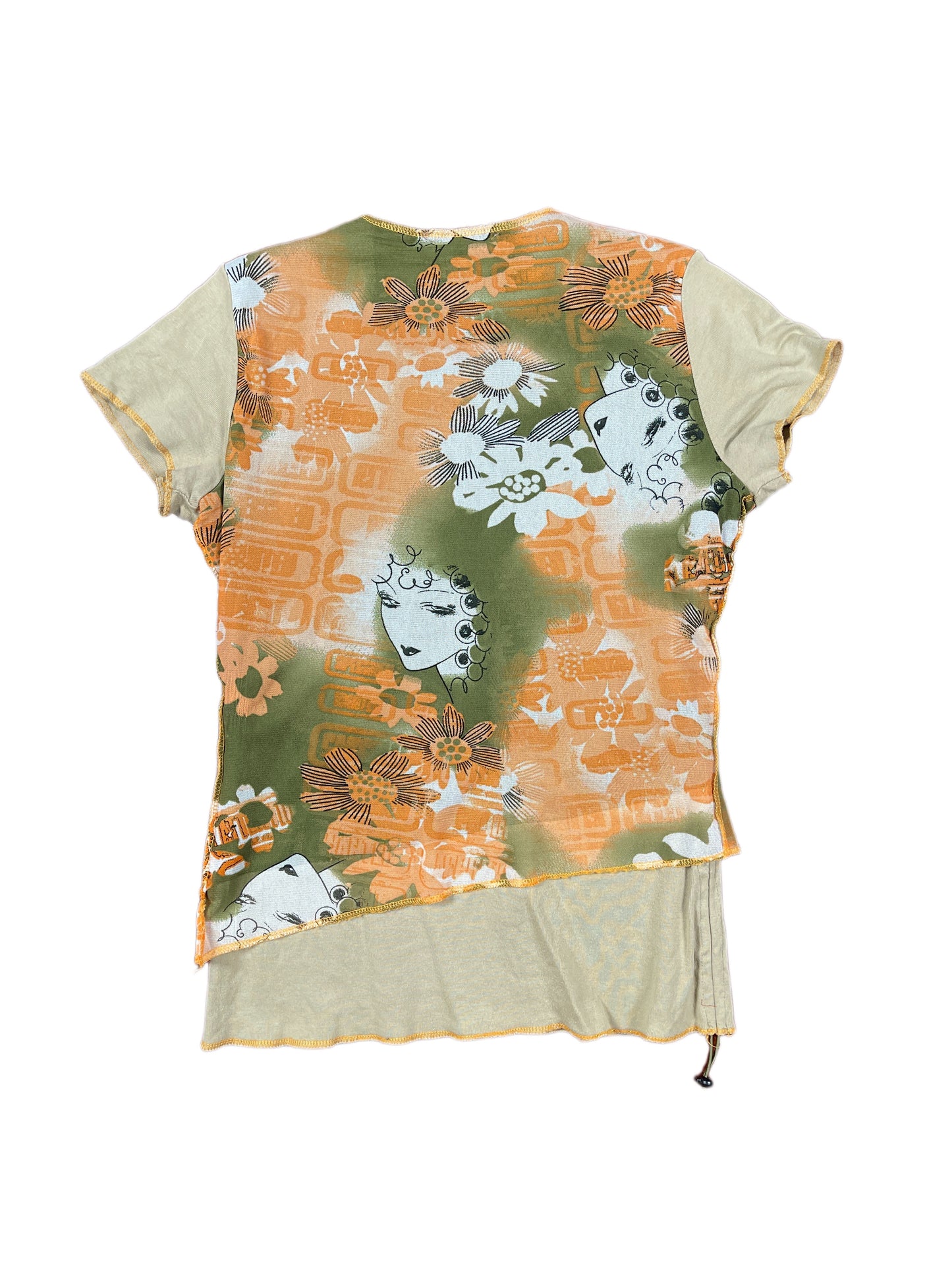 Y2k Cache Cache Short Sleeve Top Beige Orange - XS/S