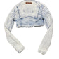 Y2k Wrangler Cropped Denim Jacket Blue White - XS