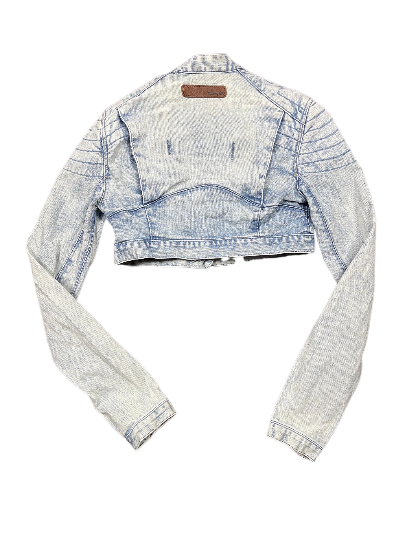 Y2k Wrangler Cropped Denim Jacket Blue White - XS