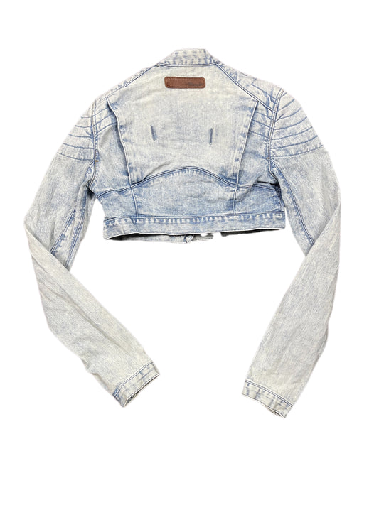 Y2k Wrangler Cropped Denim Jacket Blue White - XS