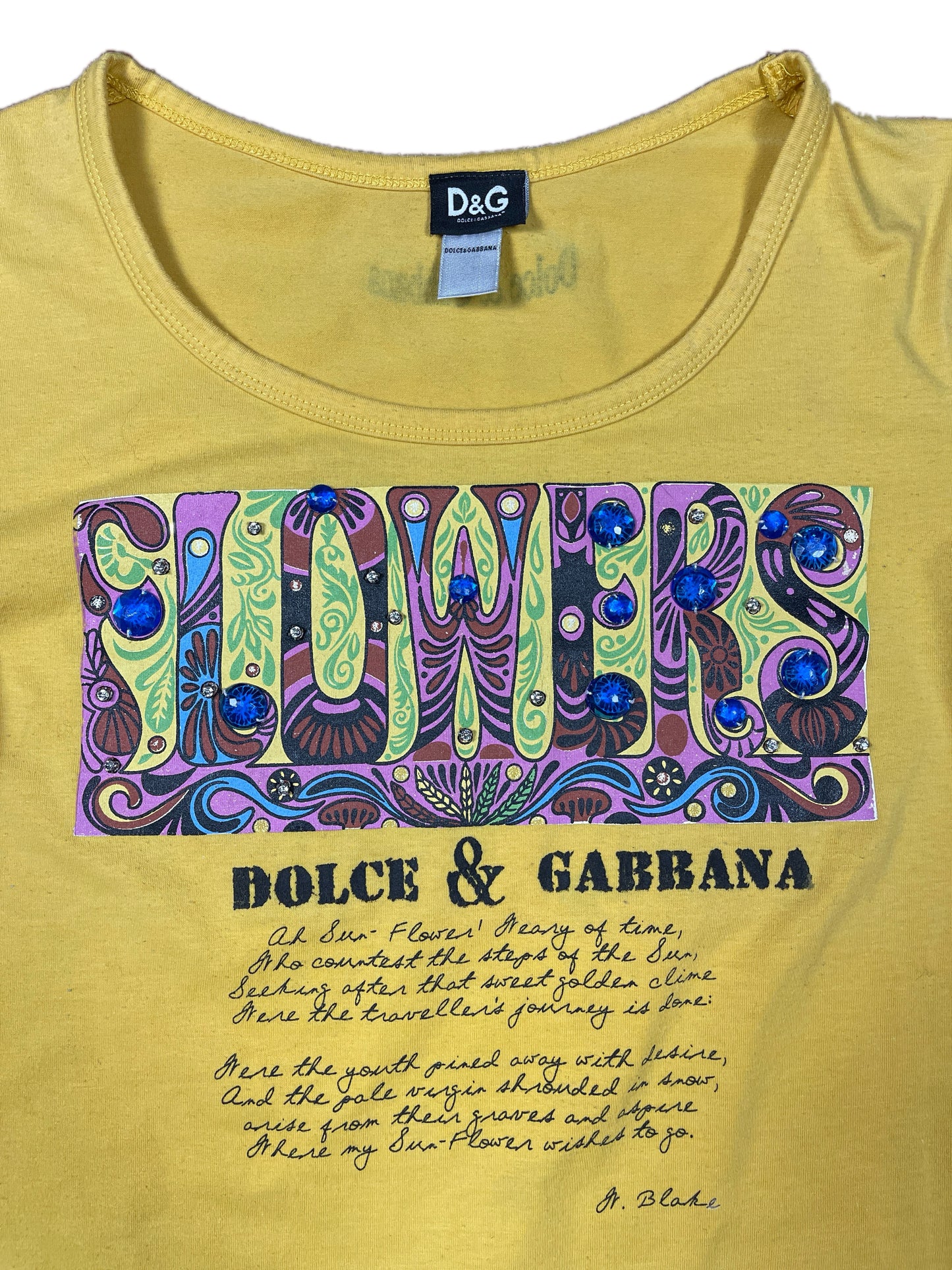 Y2k Dolce & Gabbana Short Sleeve Top Yellow - L