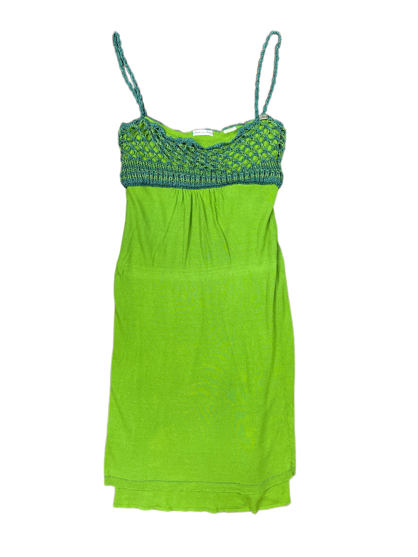 Y2k Miss Sixty Sleeveless Dress Green - S