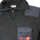 Vintage Valento Knitted Zip Sweatshirt Navy - L