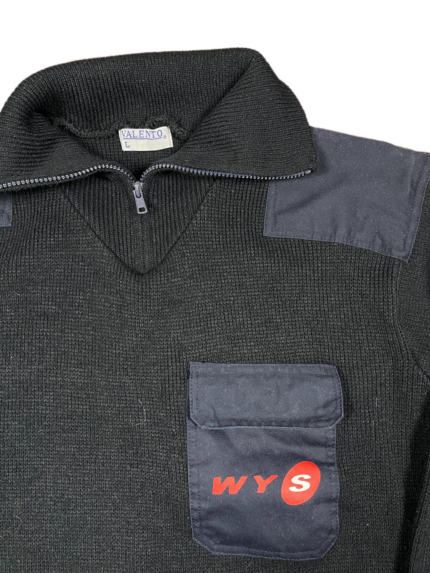 Vintage Valento Knitted Zip Sweatshirt Navy - L