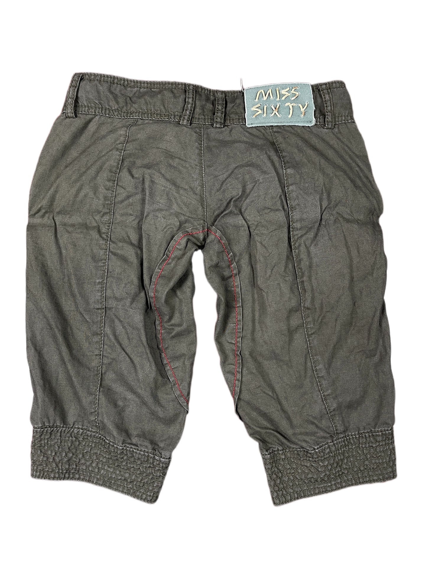 Y2k Miss Sixty Low Waist Capri Shorts Khaki - XS