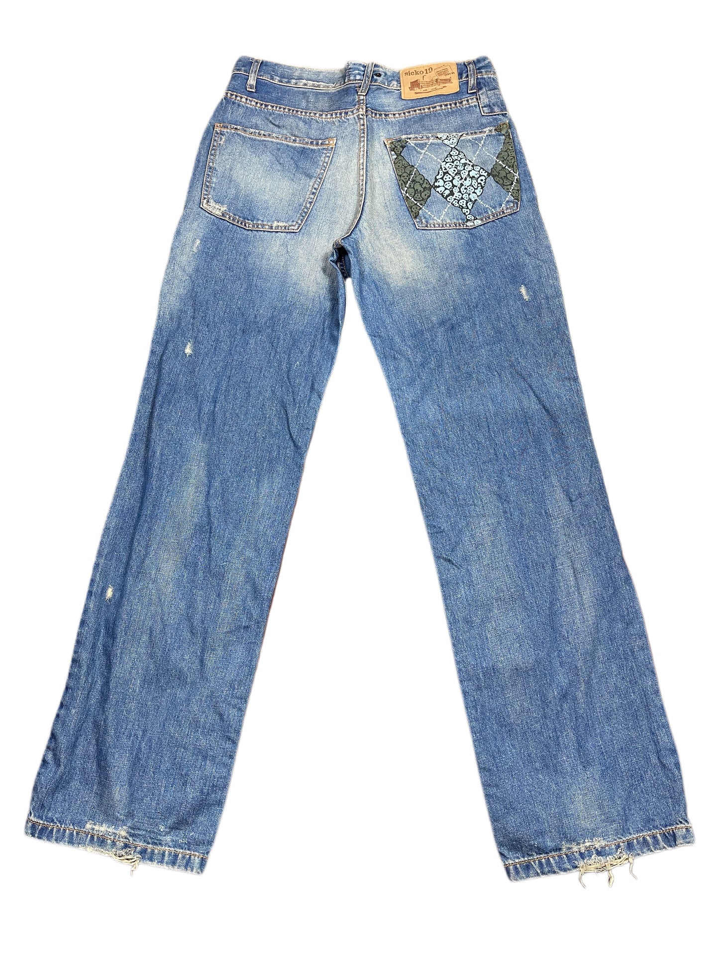 Y2k Sicko19 Bootcut Denim Pants Blue - M