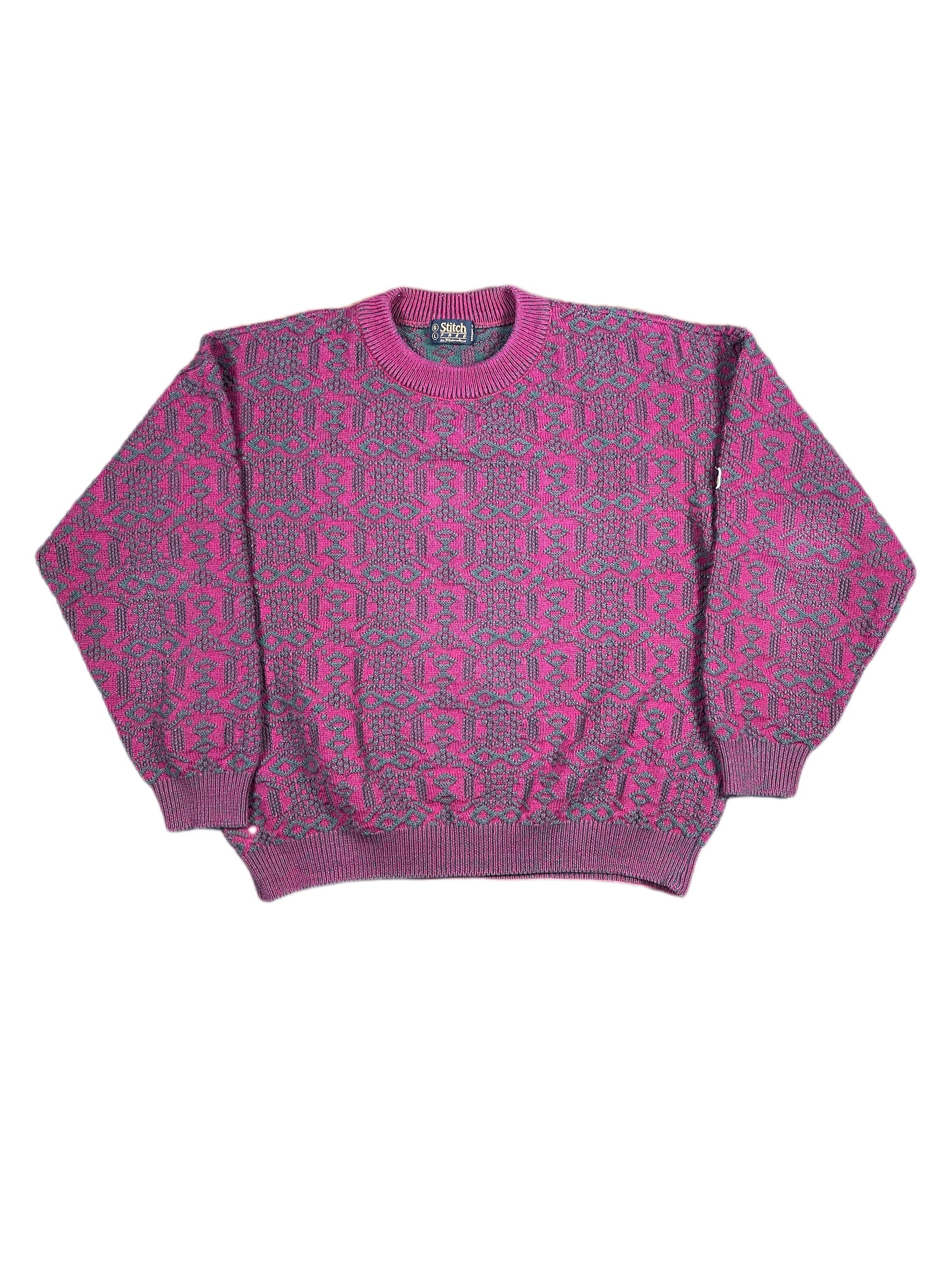 Vintage Stitch Fred Chunky Knitted Sweatshirt Red Green - L