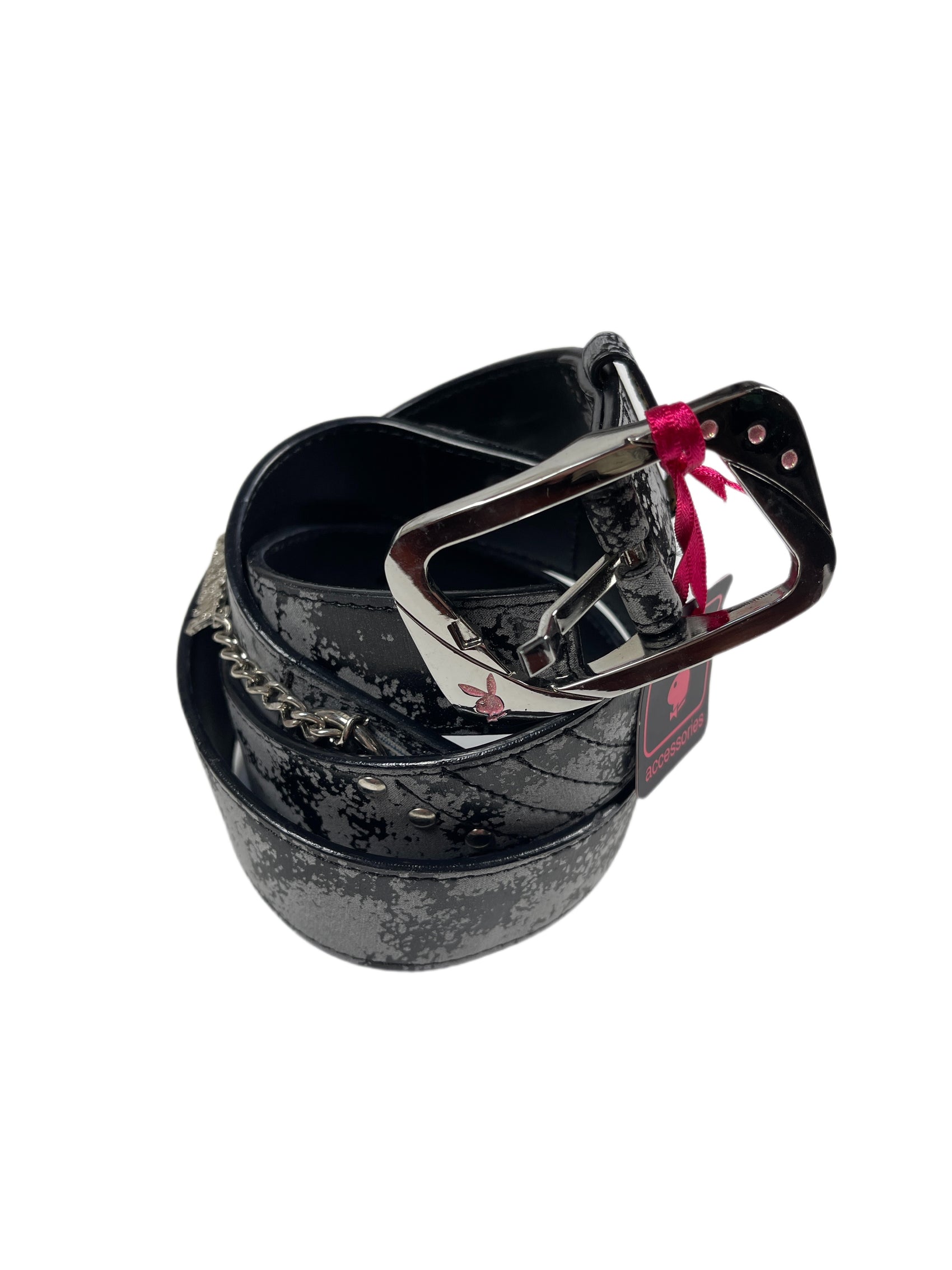 Y2k Playboy Belt Black Gray 2004