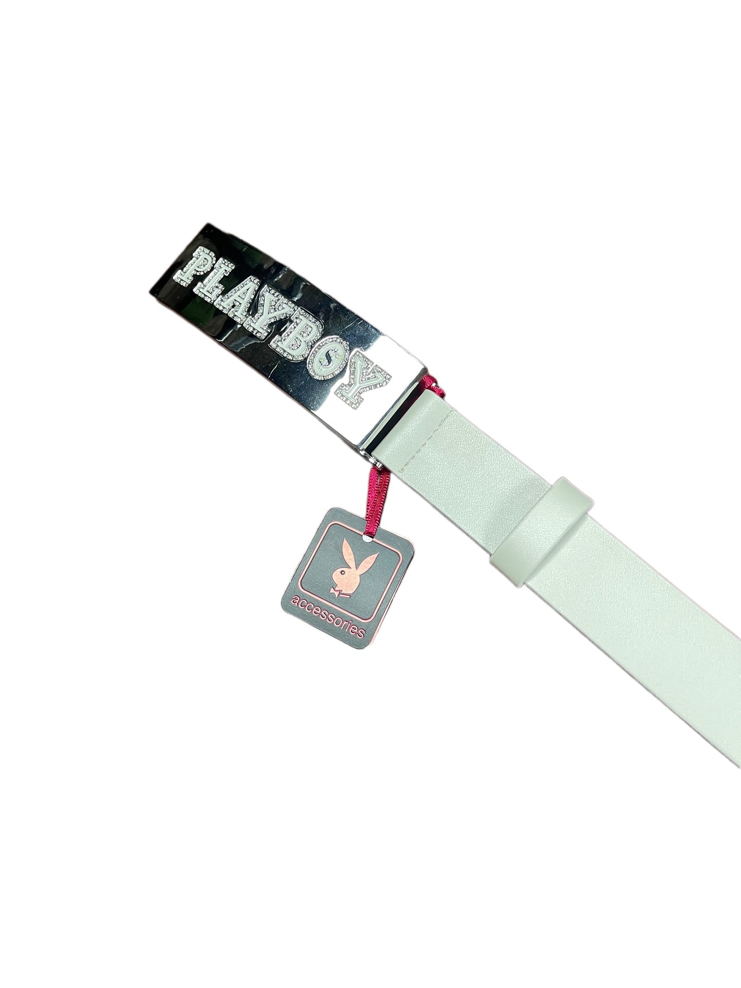 Y2k Playboy Leather Belt White 2004