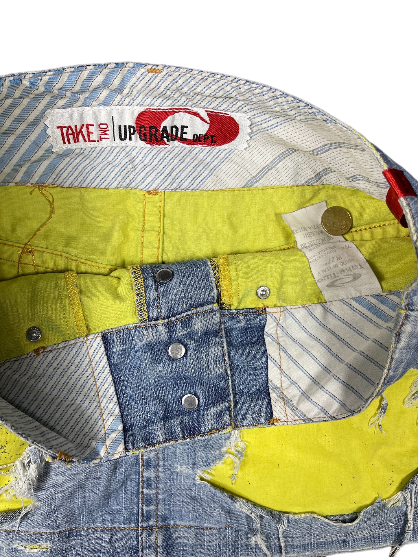 Y2k Take Two Denim Skirt Blue Yellow - S/M